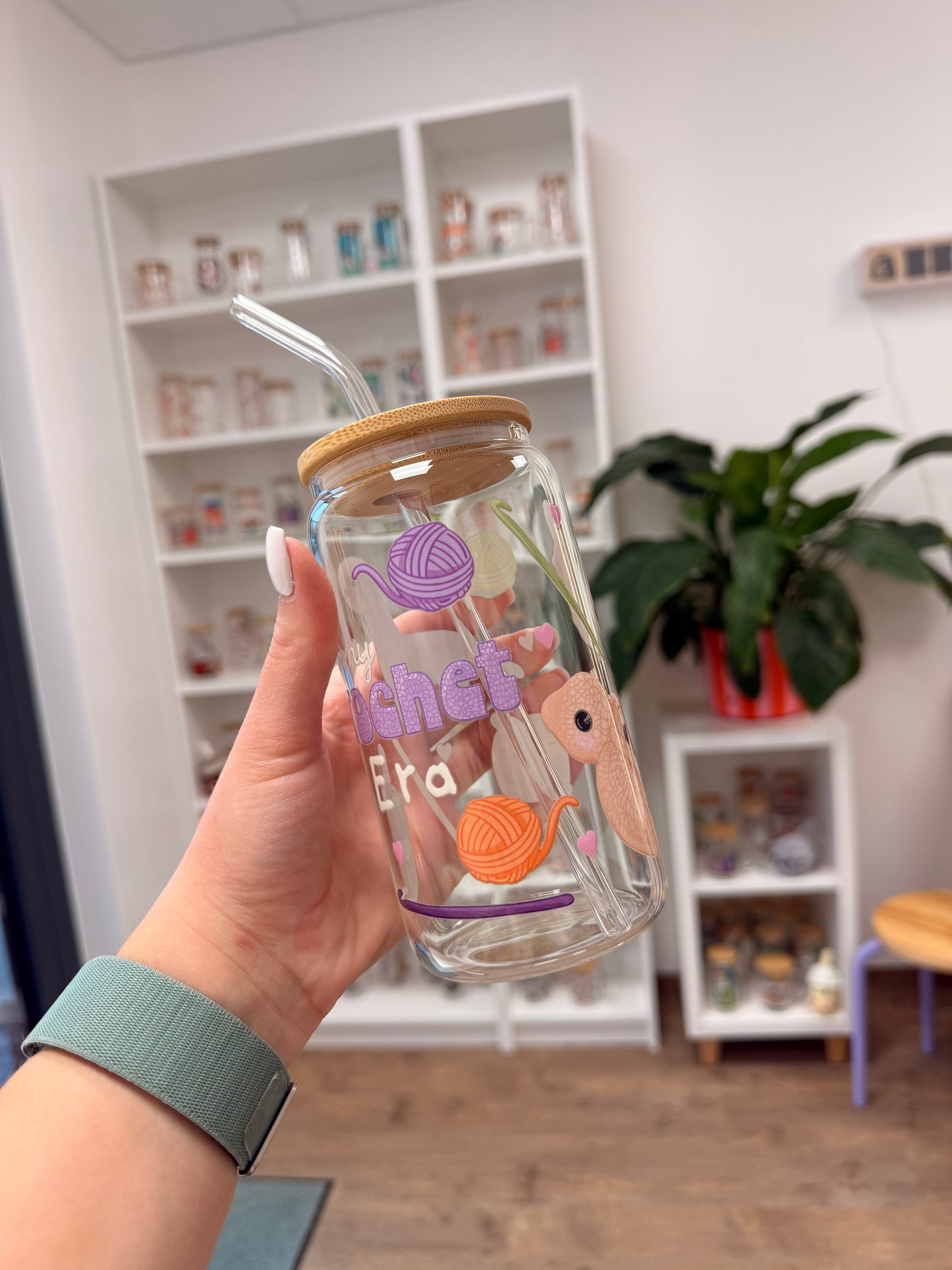 Glass Cup "Crochet“ 16oz