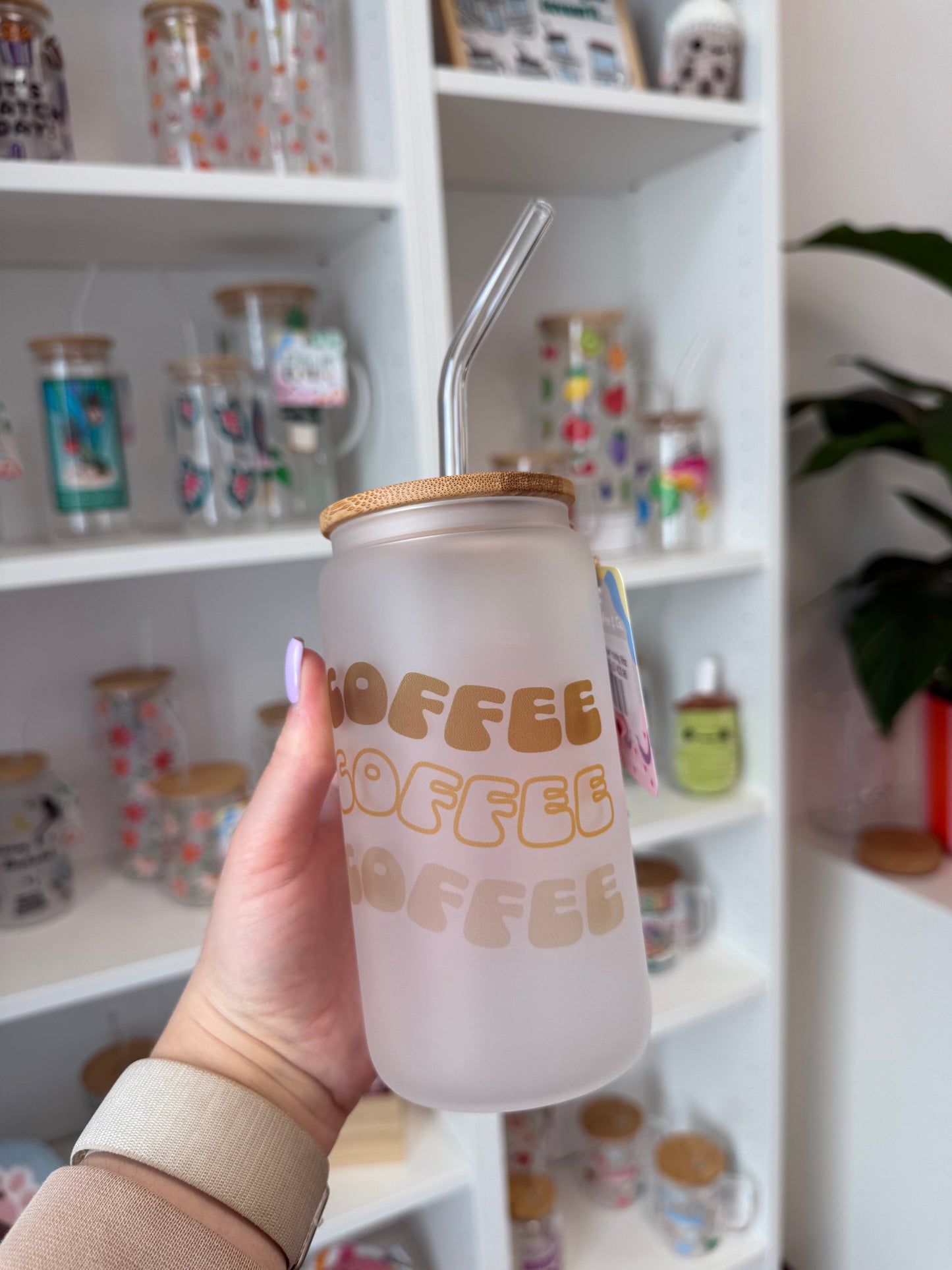 Glass Cup "Coffee“ milchig 16oz