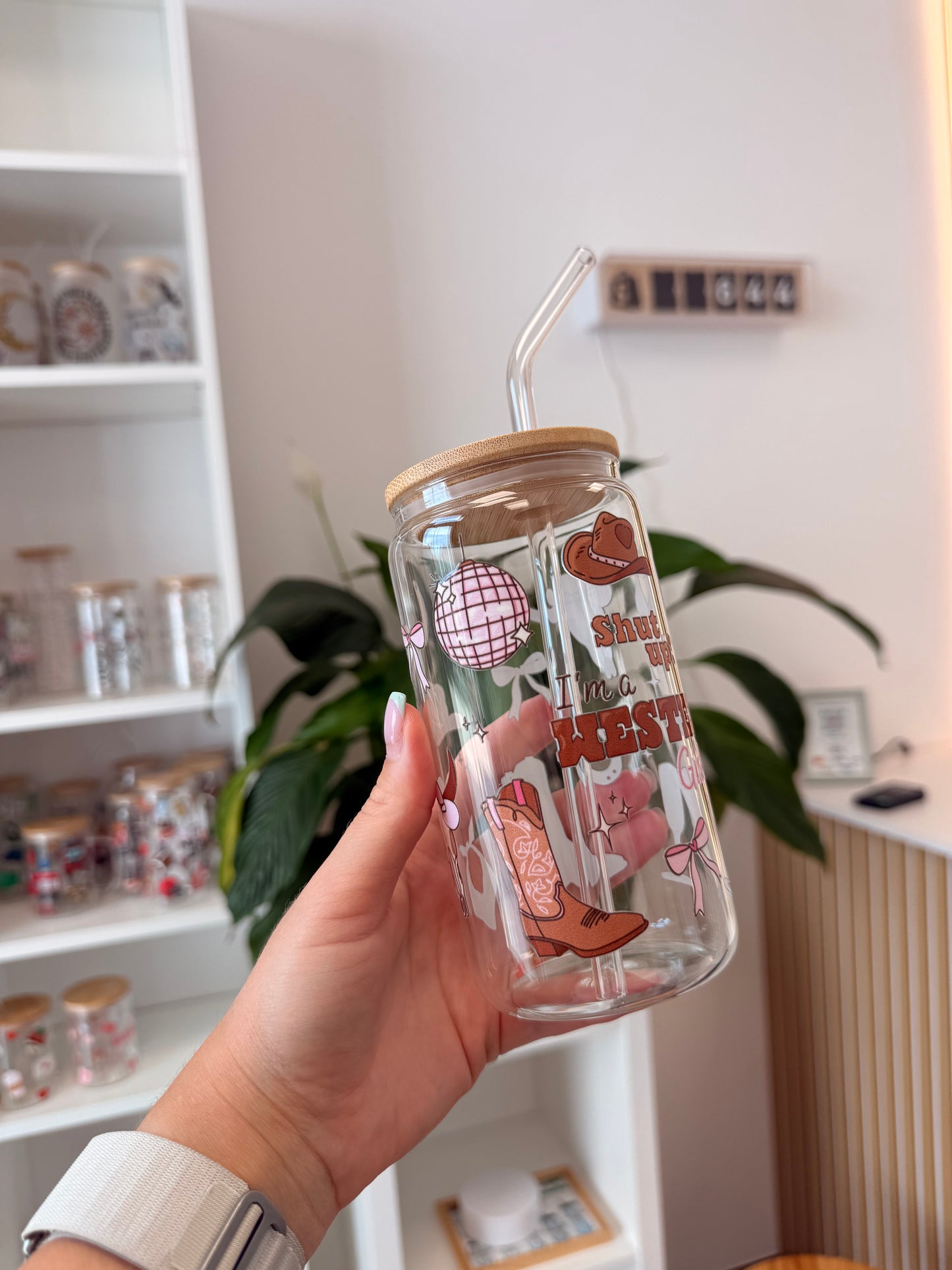 Glass Cup "Western Girl“ 16oz