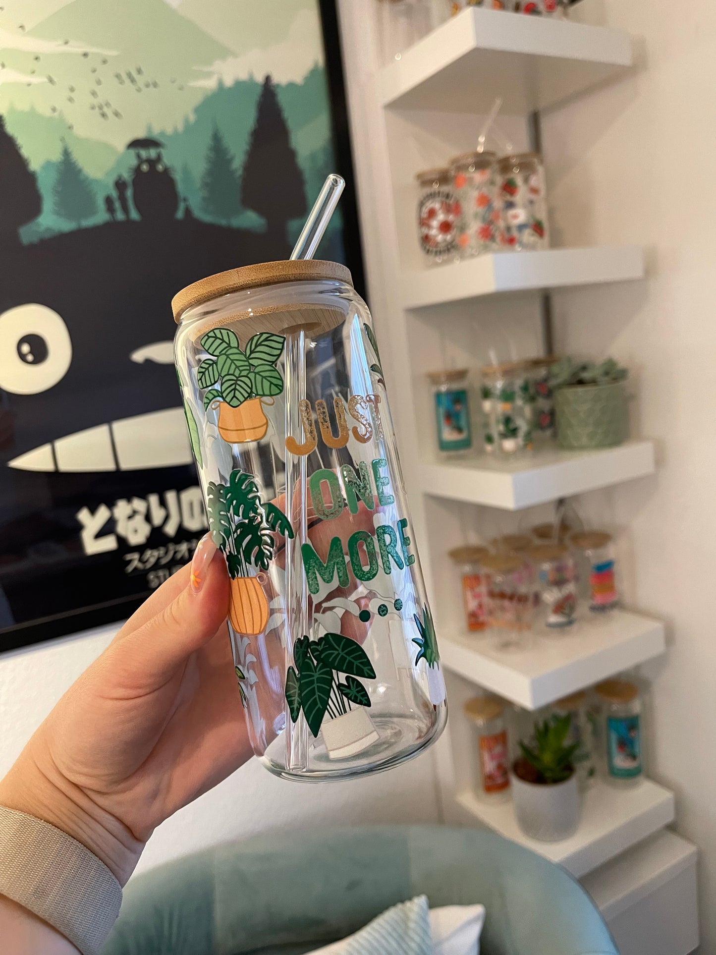 Glass Cup "Just one more plant“ 20oz