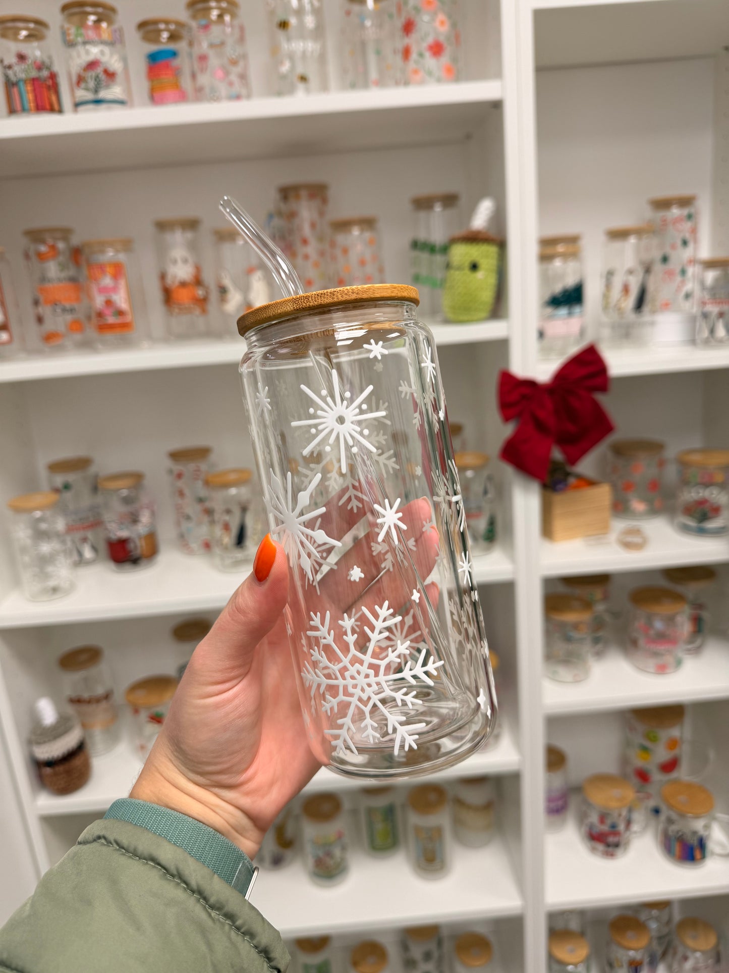 Glass Cup "Snowflake“ doppelwandig 16oz