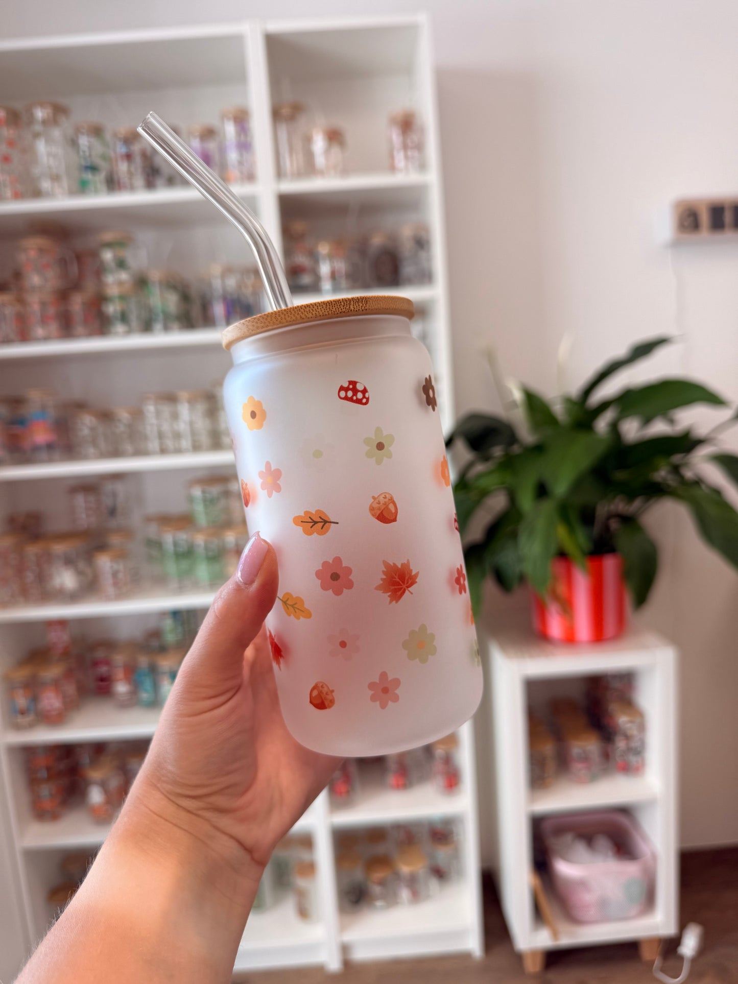 Glass Cup "Fall vibes“ milchig 16oz