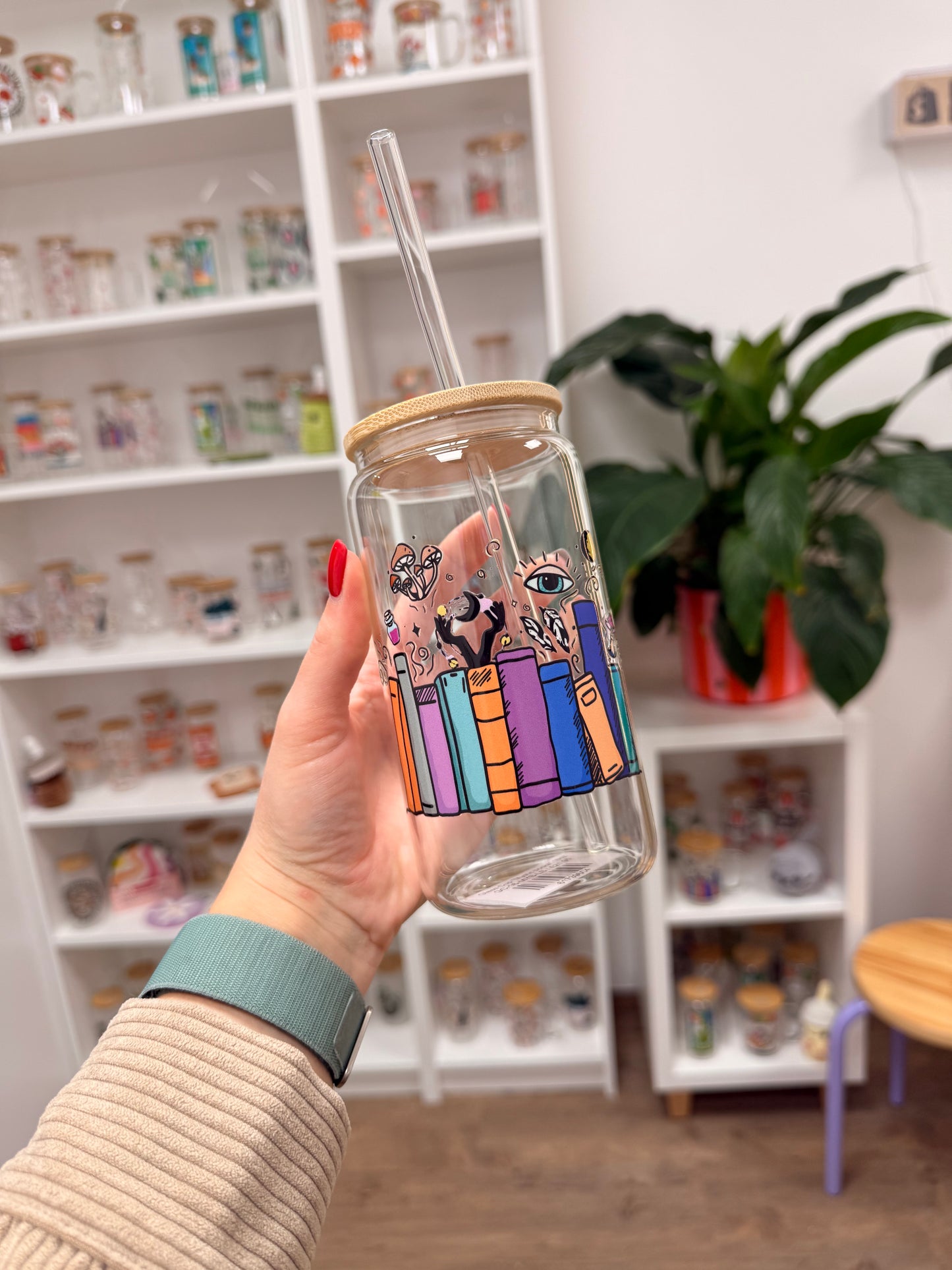 Glass Cup "Mystic books“ 16oz