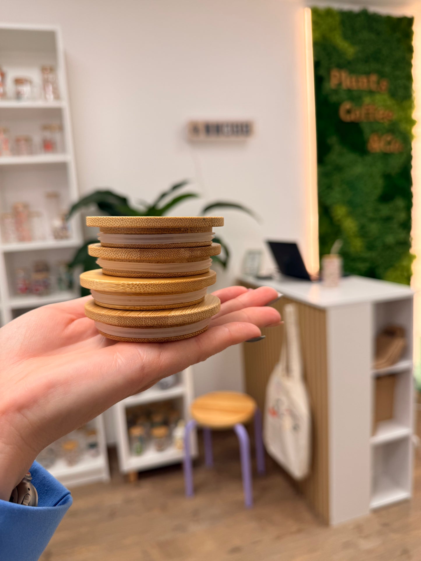 Bambusdeckel Glass Cups