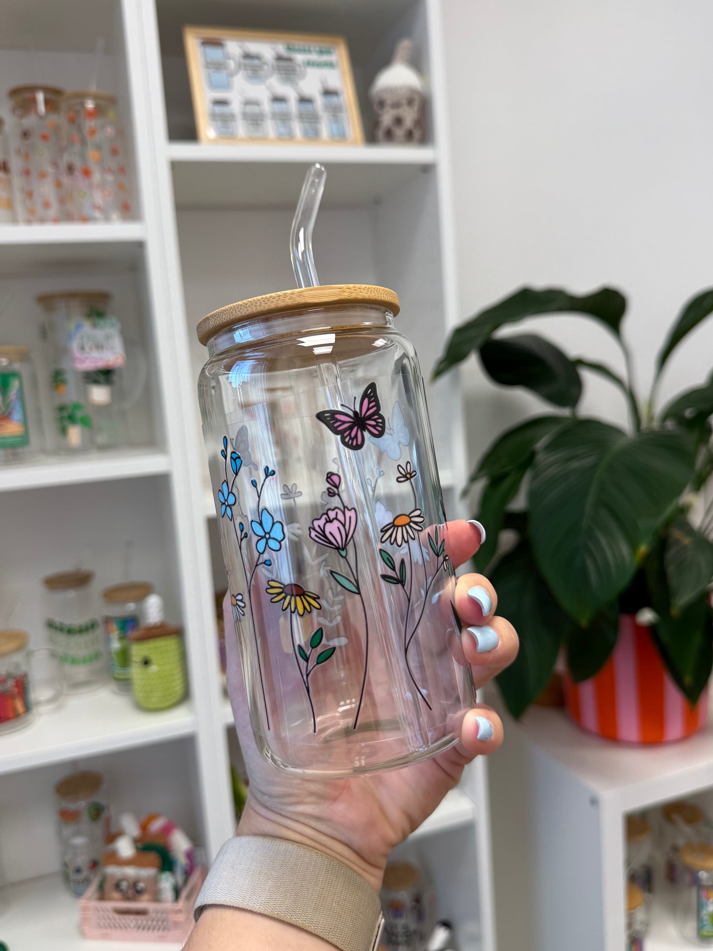 Glass Cup "Flowers“ 16oz