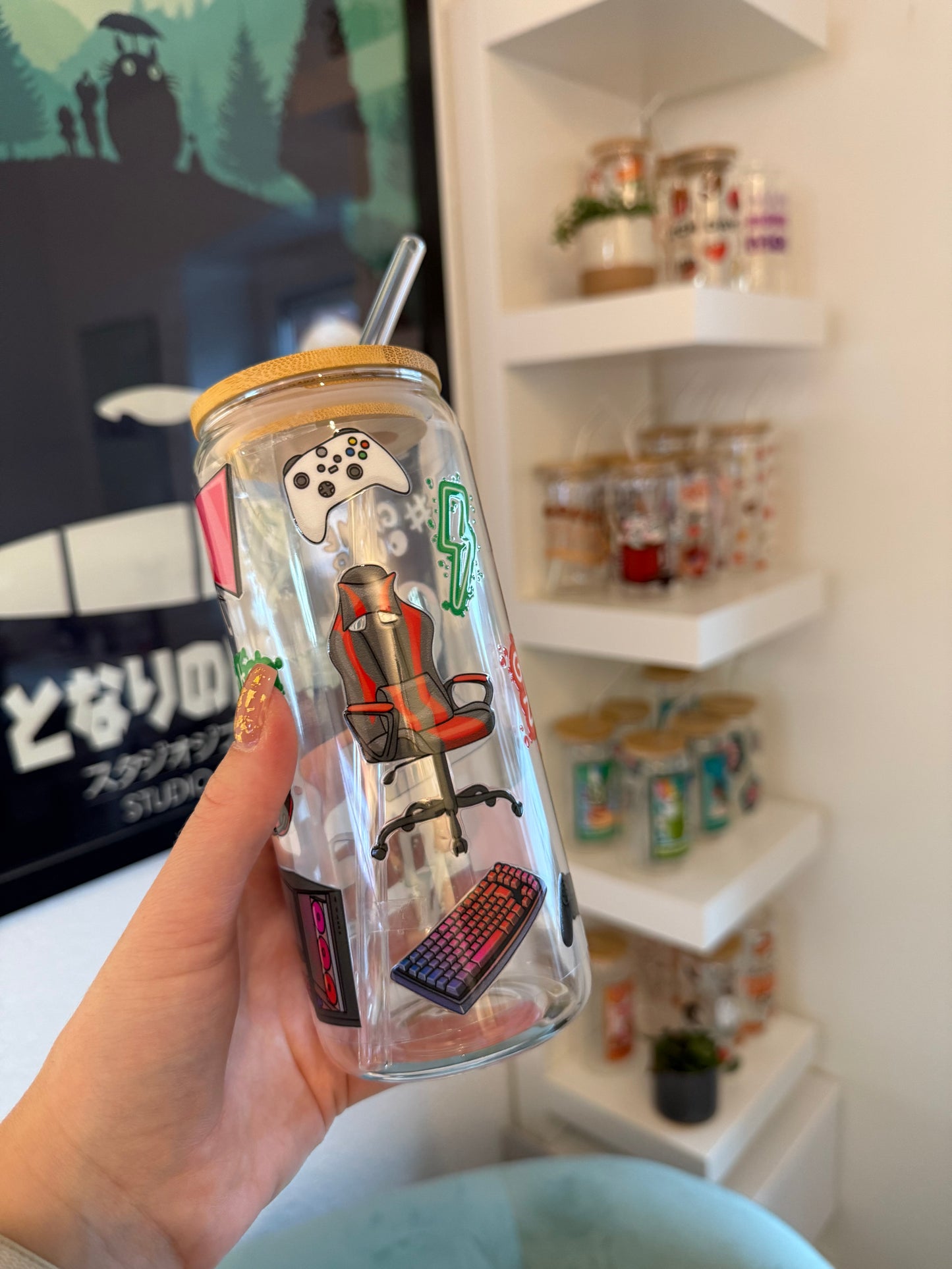 Glass Cup "Gaming" 20oz