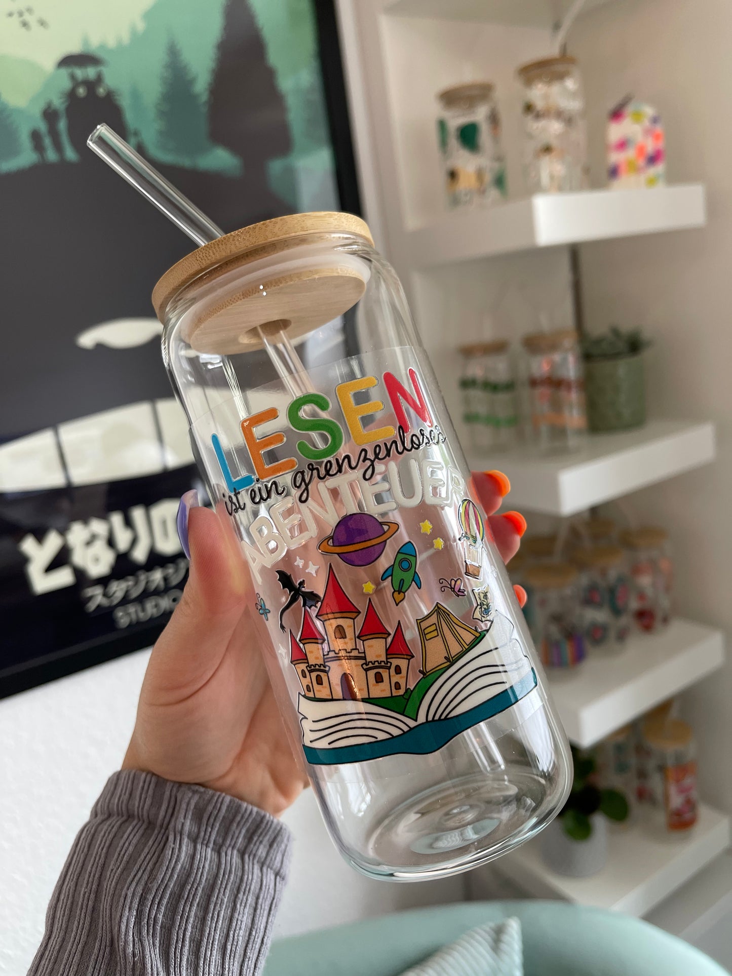 Glass Cup "Abenteuer Lesen" 20oz