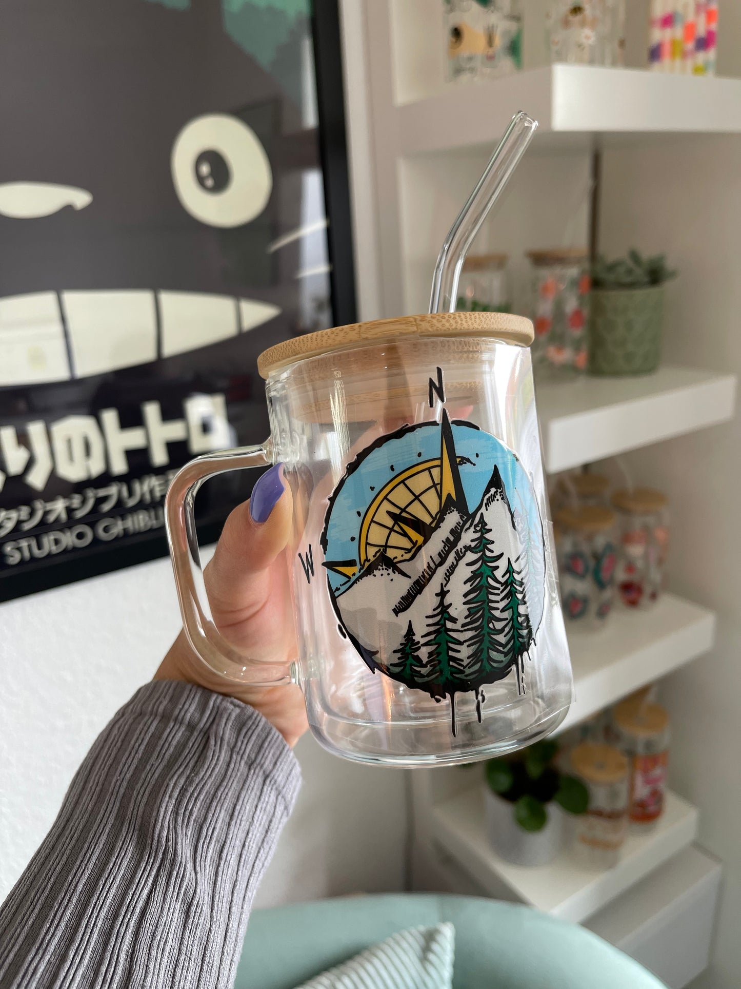 Glass Mug "Wanderlust" doppelwandig 15oz