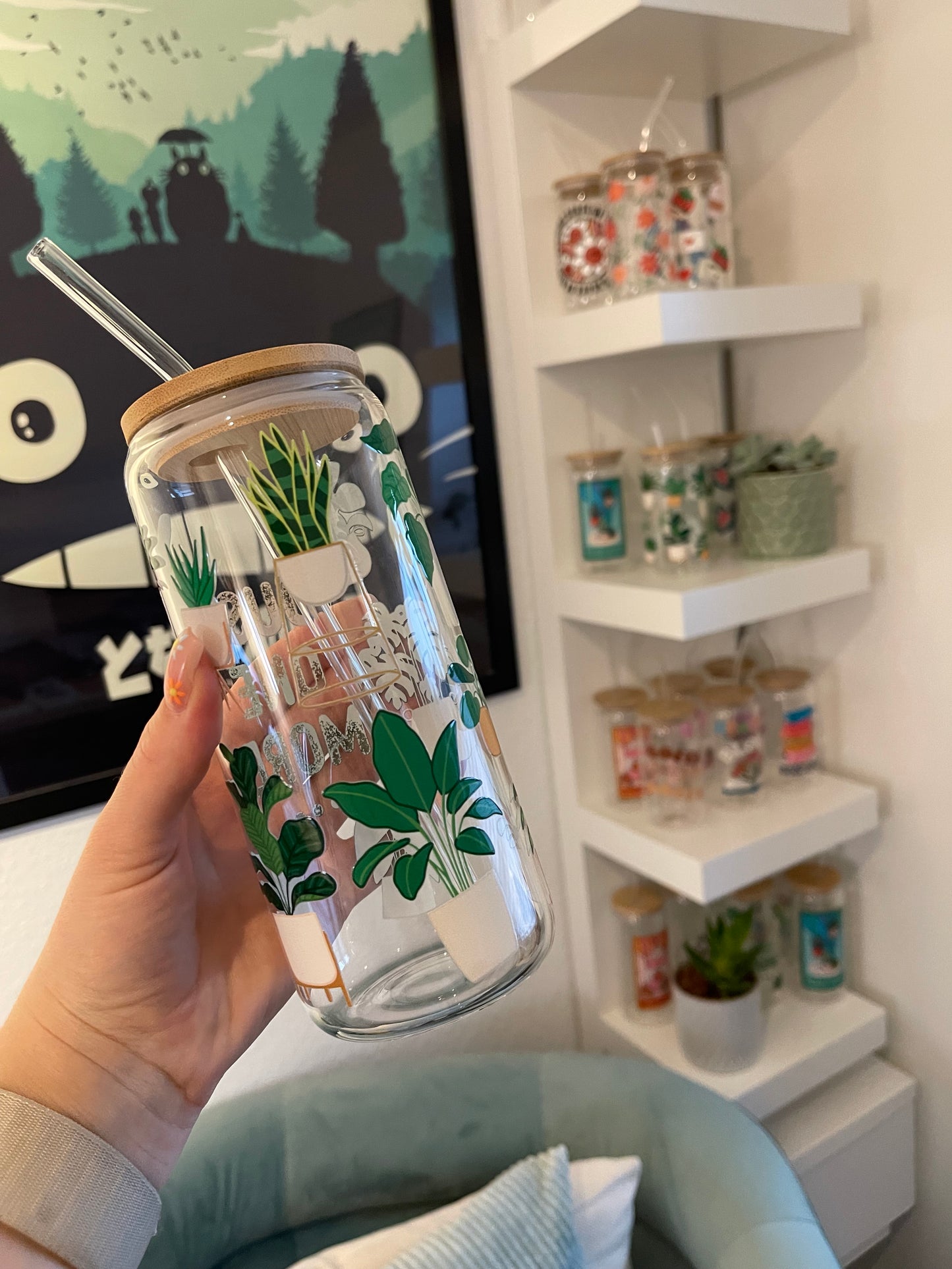 Glass Cup "Just one more plant“ 22oz