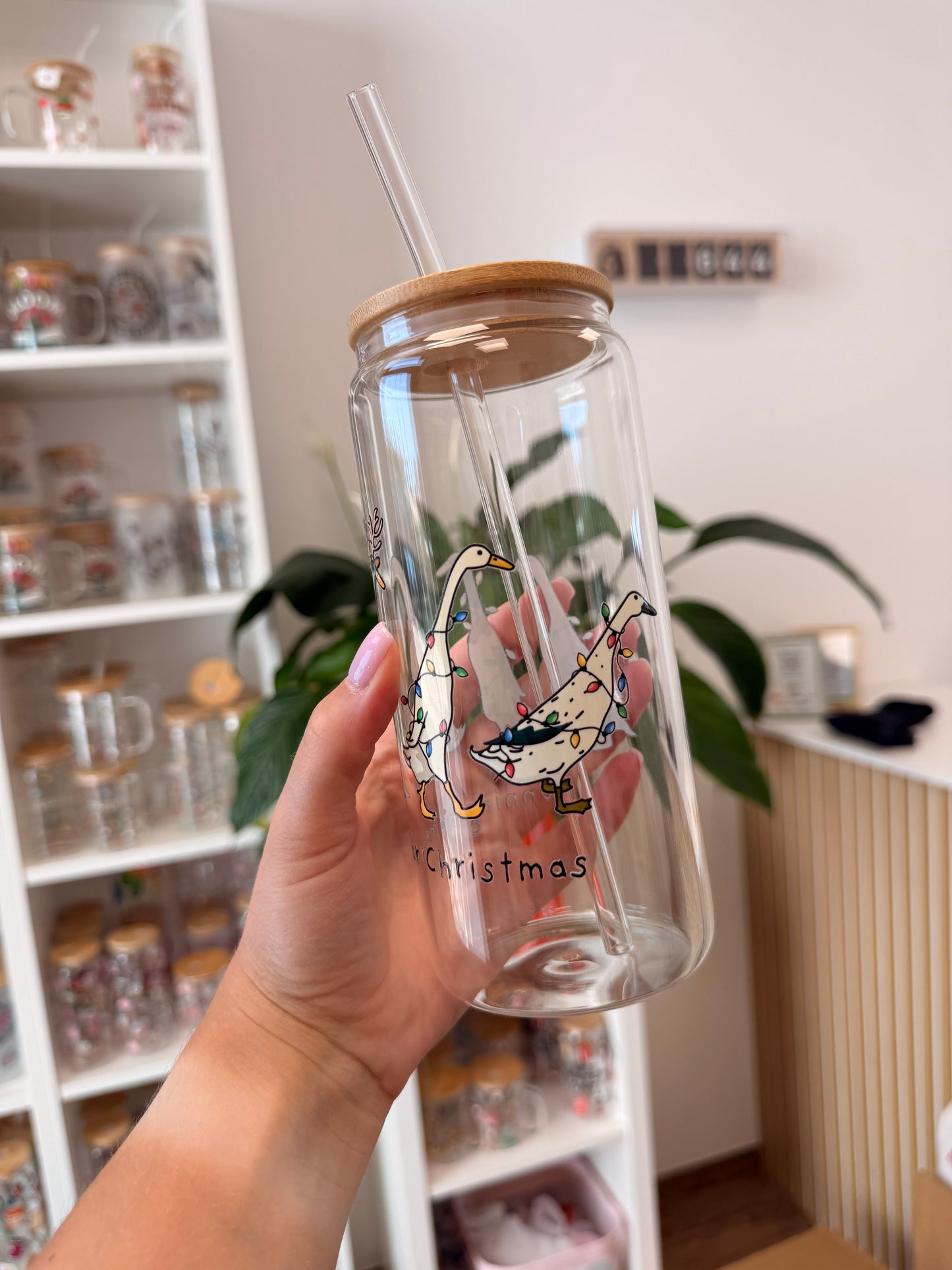 Glass Cup "Christmas Ducks“ 20oz