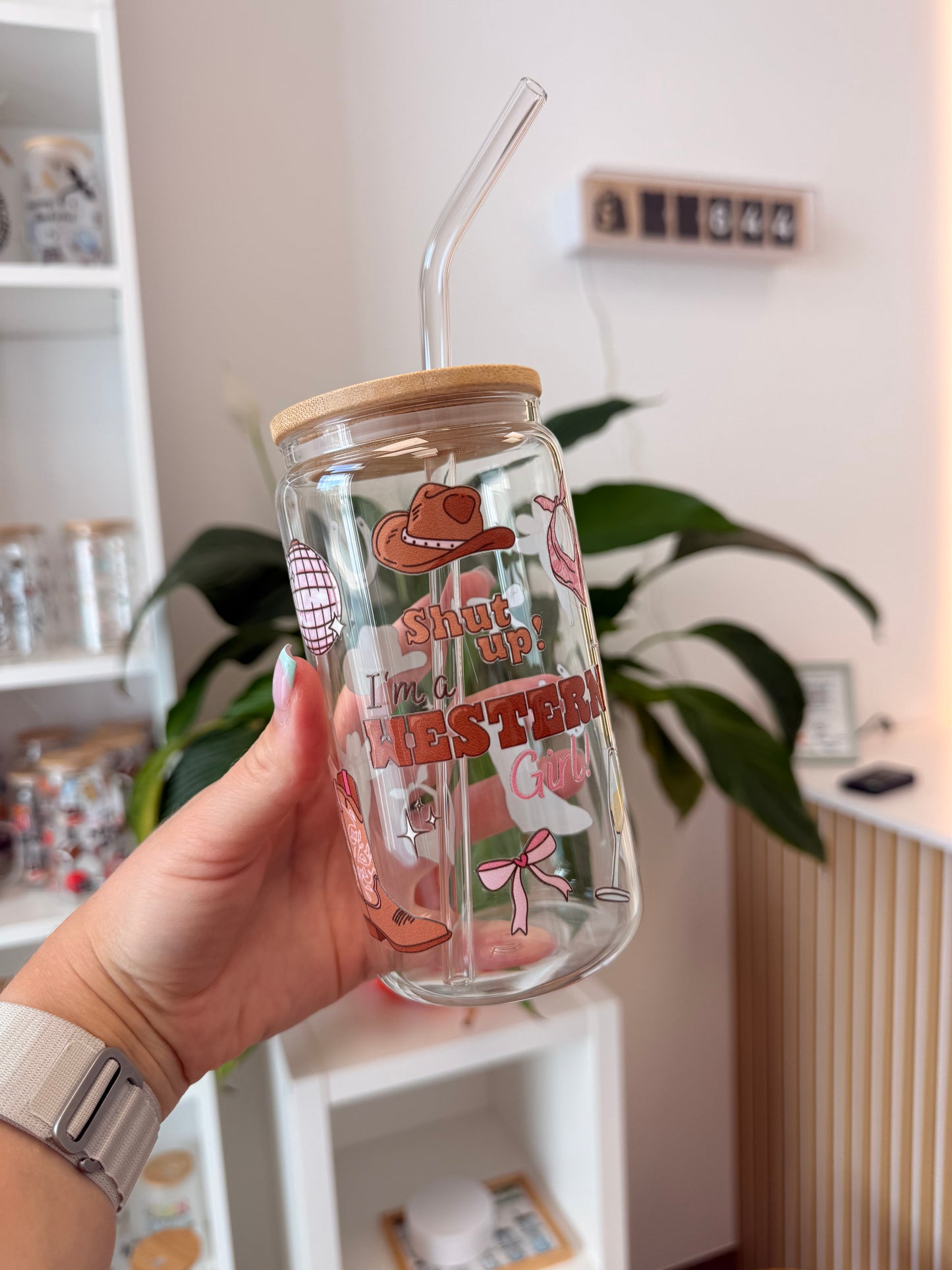 Glass Cup "Western Girl“ 16oz