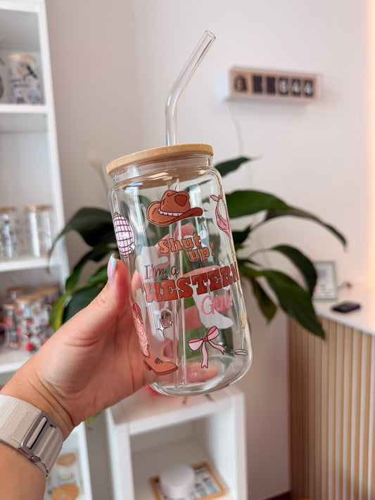 Glass Cup "Western Girl“ 16oz