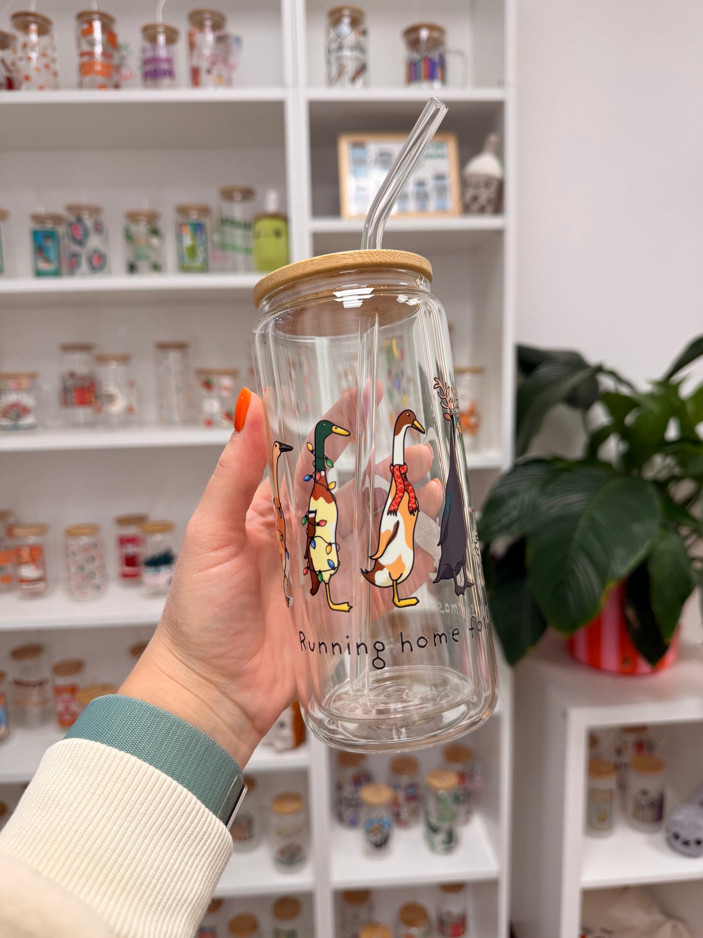 Glass Cup "Christmas Ducks“ doppelwandig 16oz