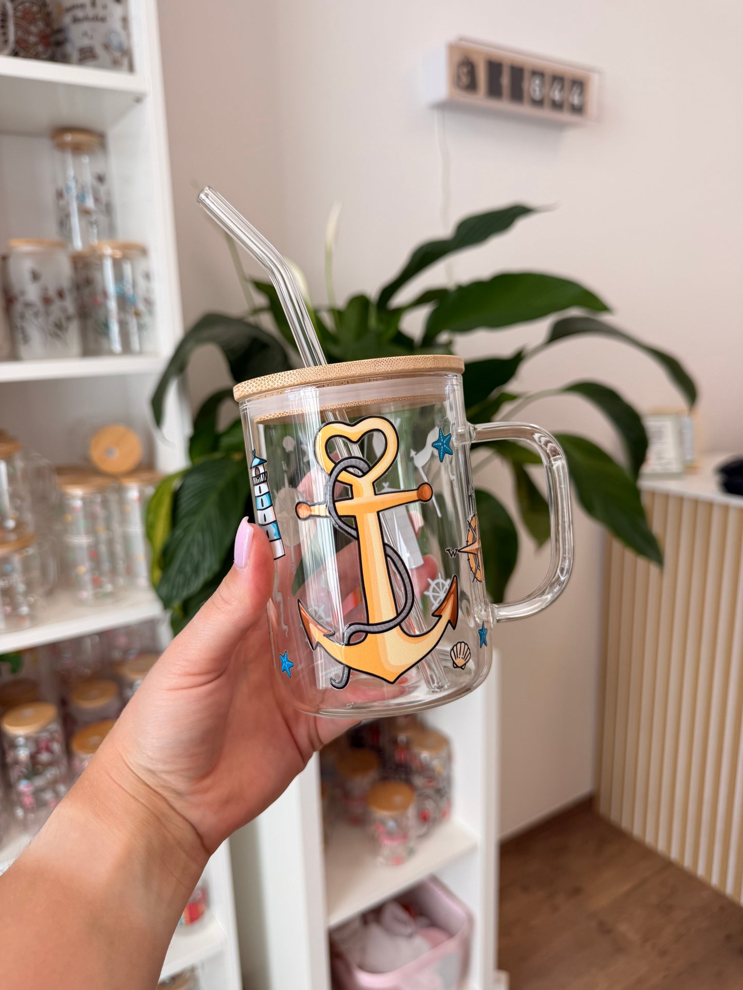 Glass Mug "Anker & Meer" 17oz