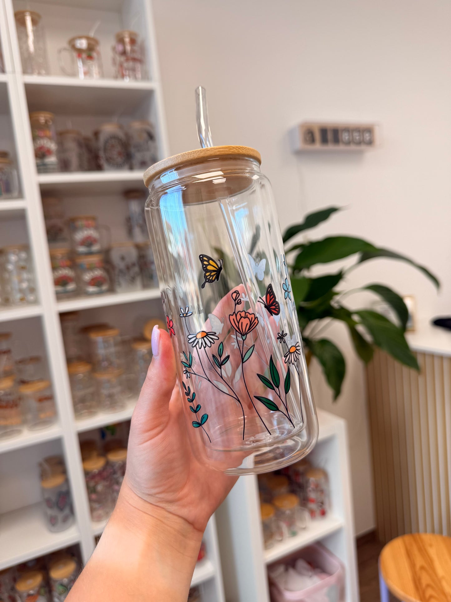 Glass Cup "Flowers“ doppelwandig 16oz