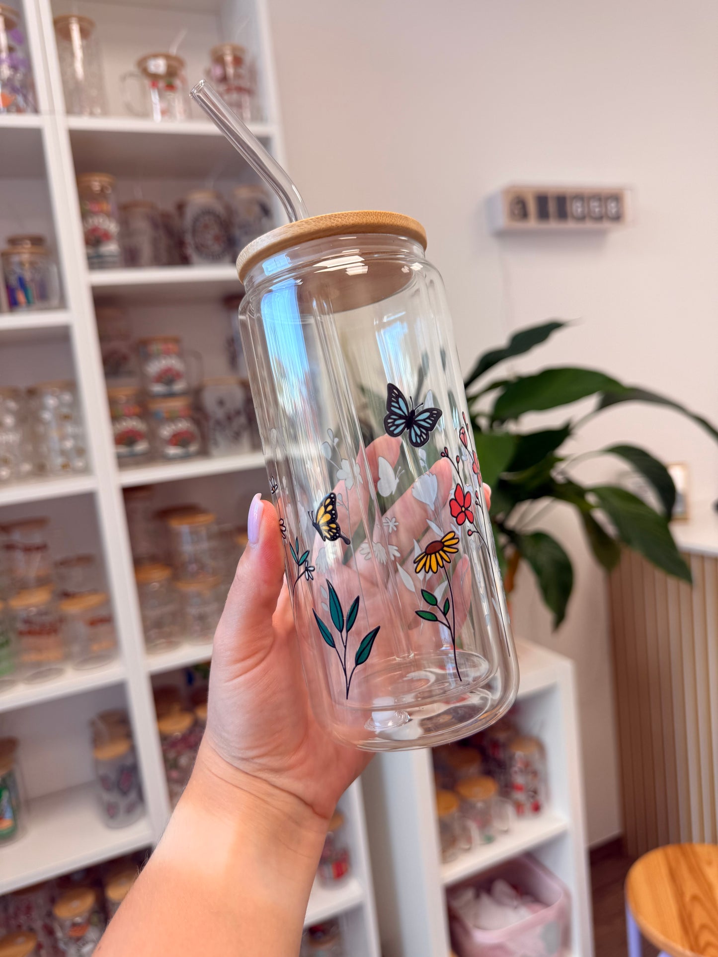 Glass Cup "Flowers“ doppelwandig 16oz