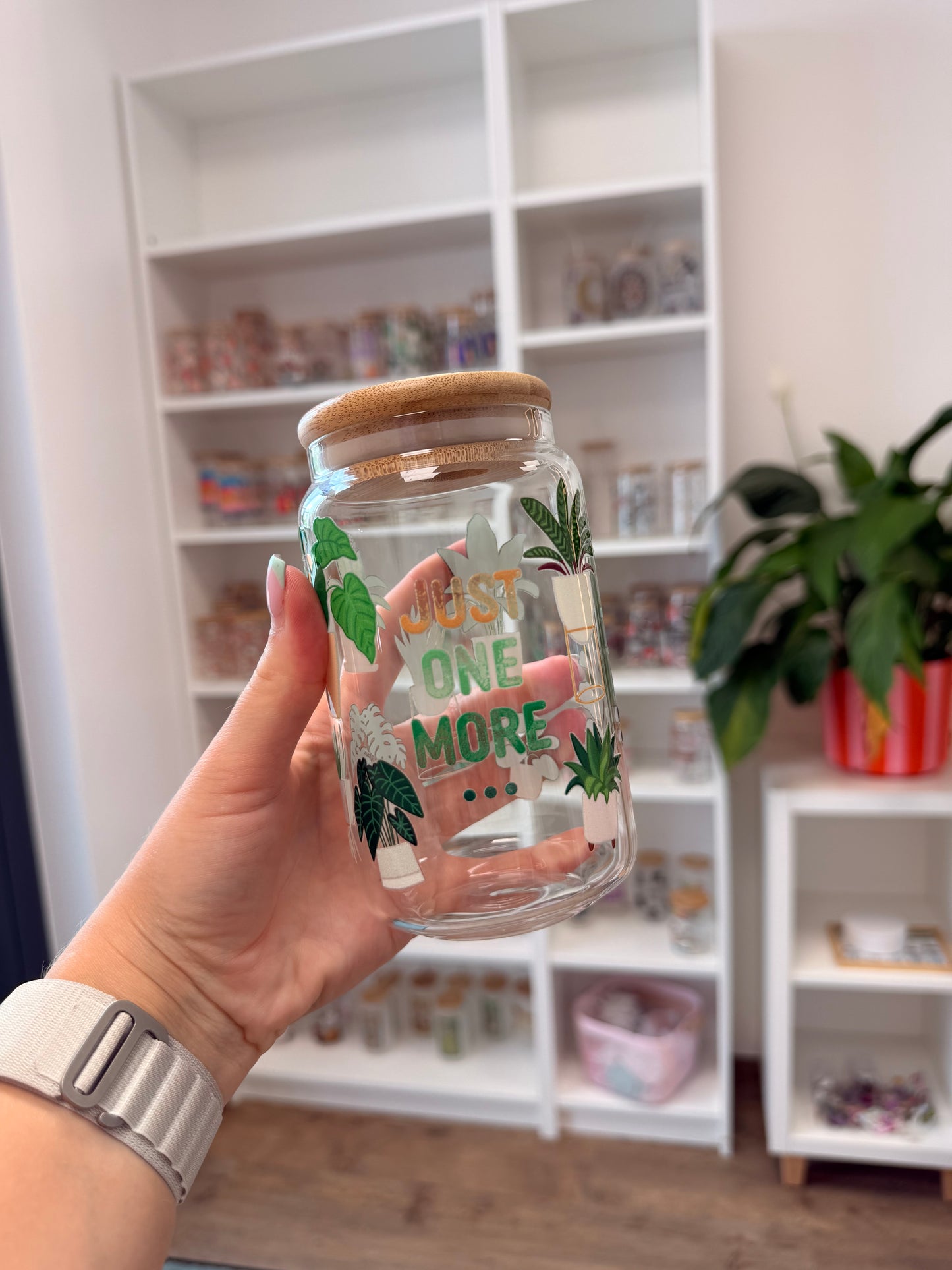 B-Ware* Glass Cup "Just one more Plant" 16oz