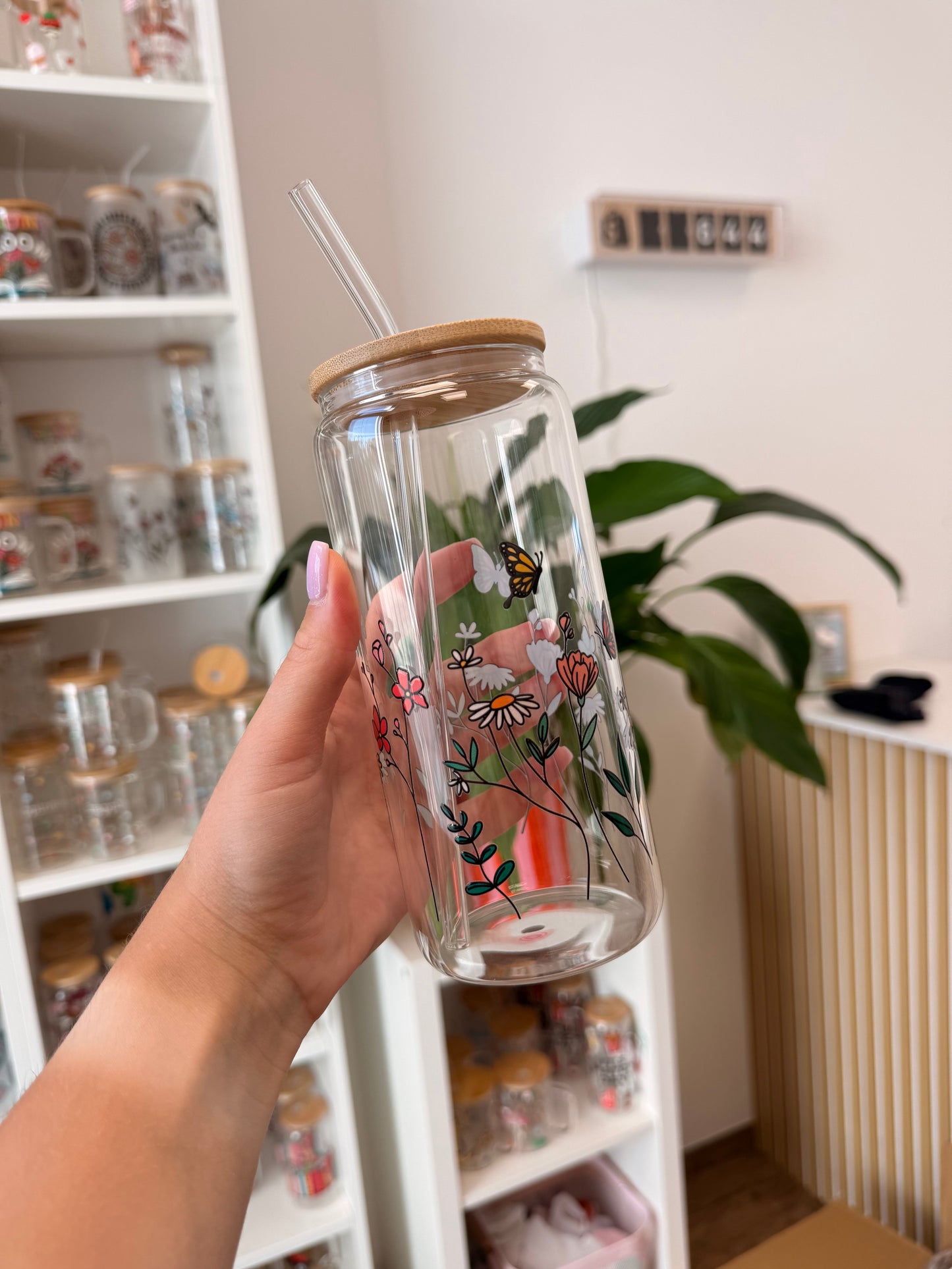 Glass Cup "Flowers“ 20oz
