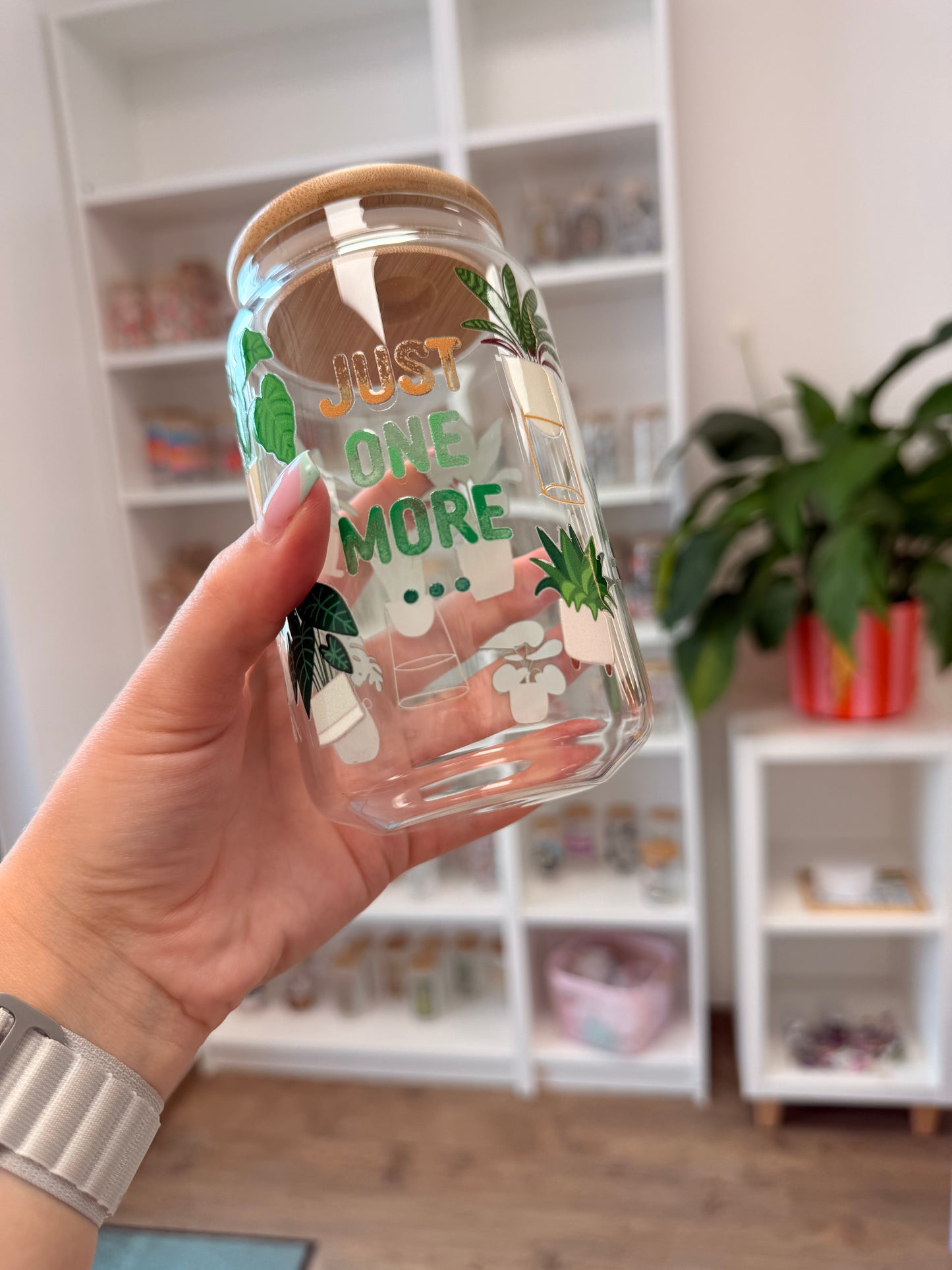 B-Ware* Glass Cup "Just one more Plant" 16oz