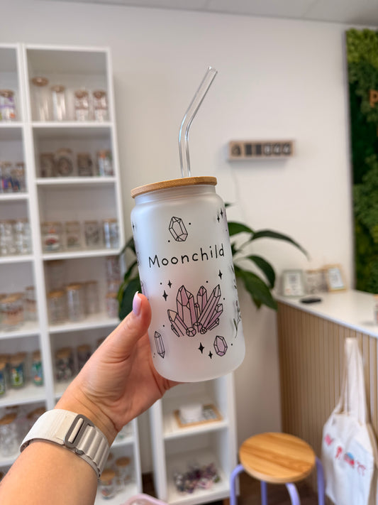 Glass Cup "Moonchild“ milchig 16oz