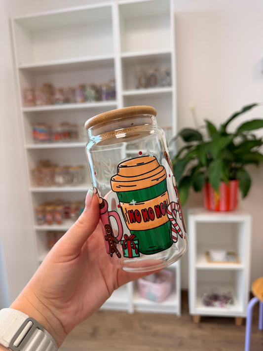 Glass Cup "Winter Drinks" 16oz