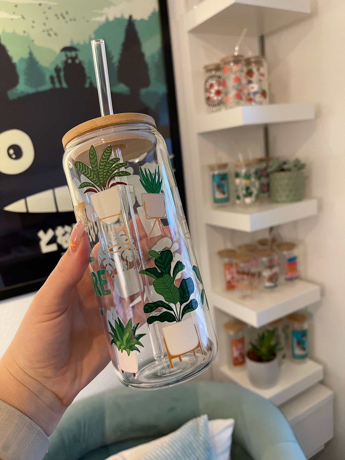 Glass Cup "Just one more plant“ 22oz