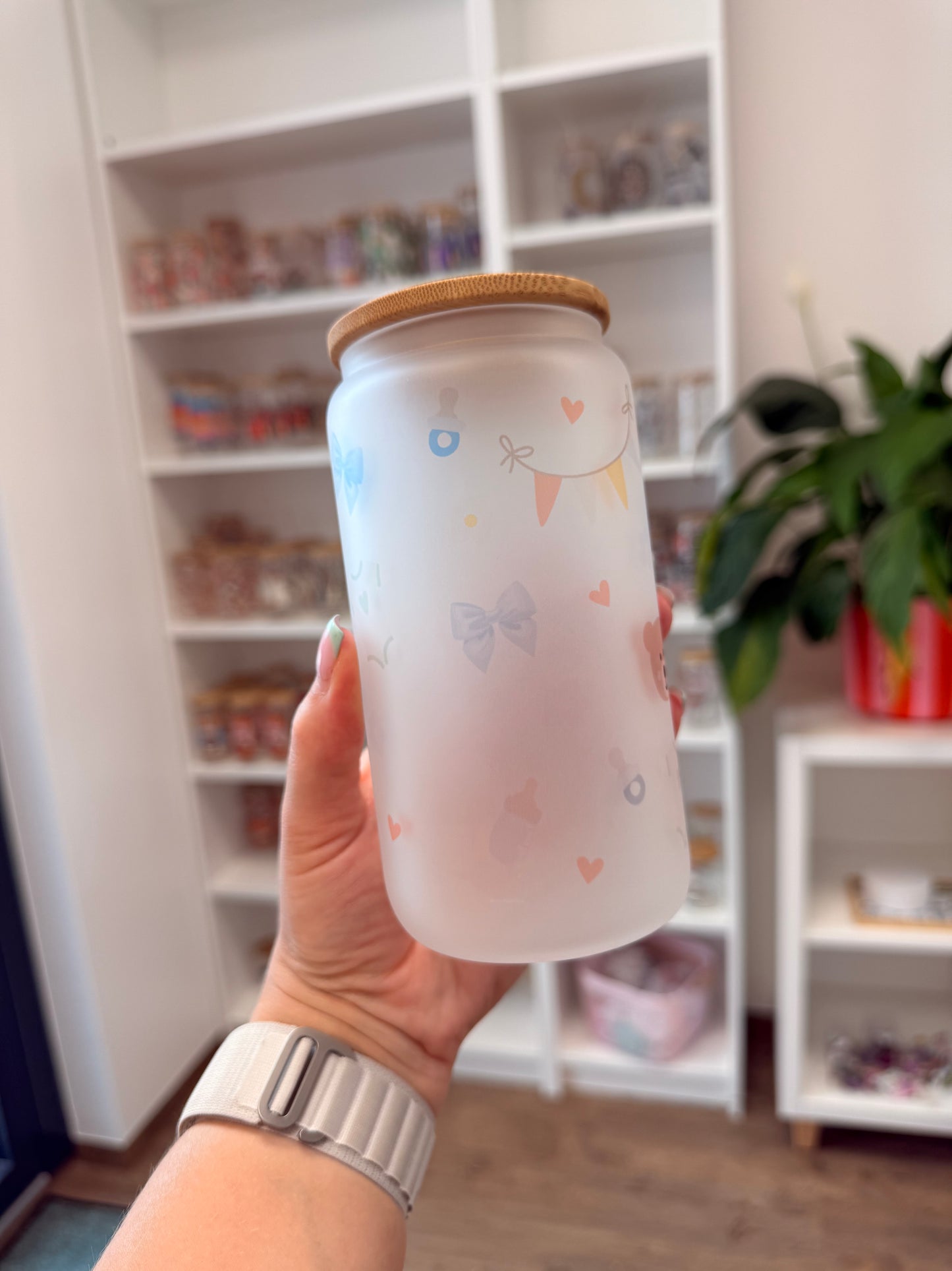 B-Ware* Glass Cup "Boymom“ milchig 16oz