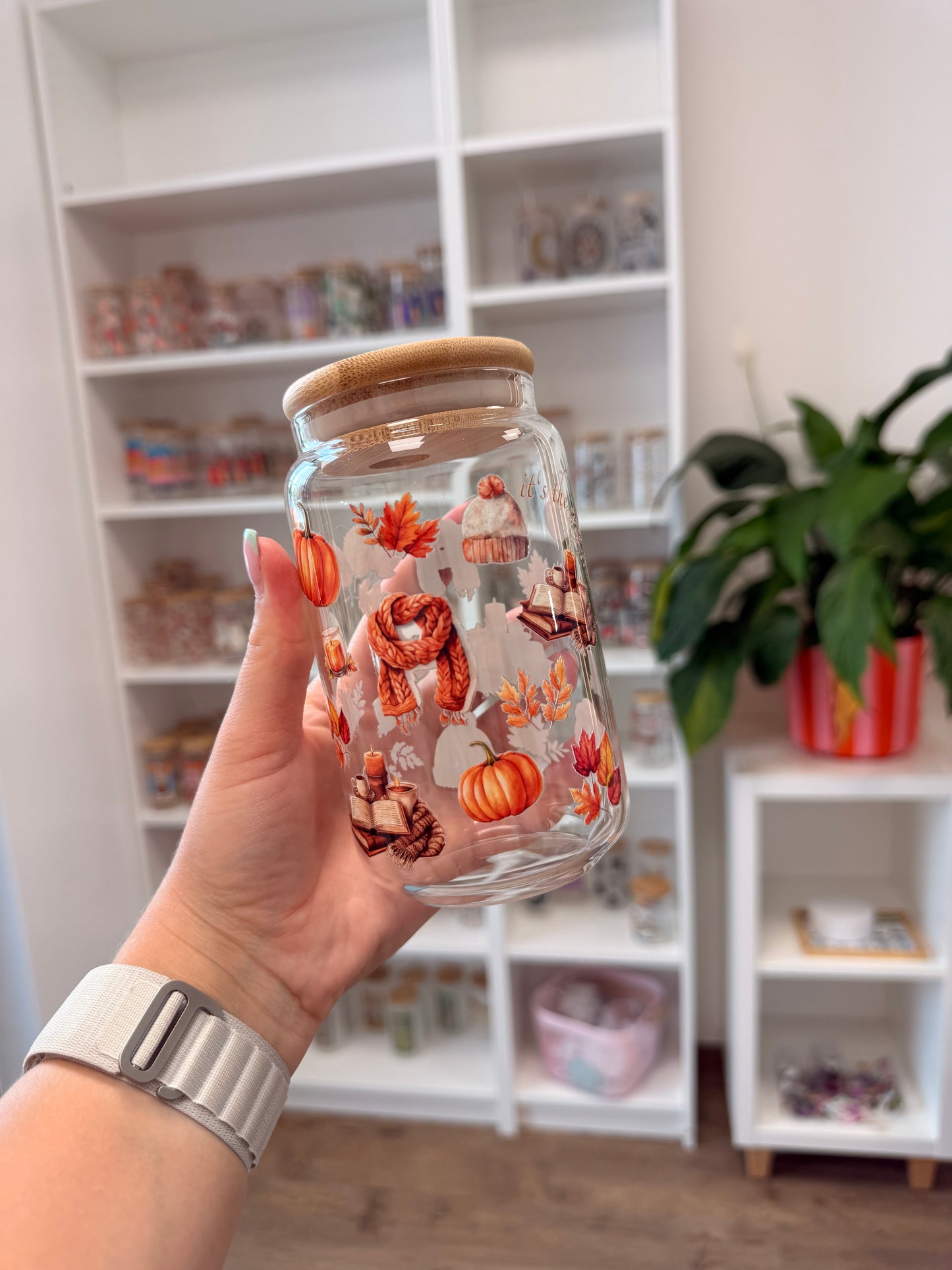 Glass Cup "Cozy Time" 16oz