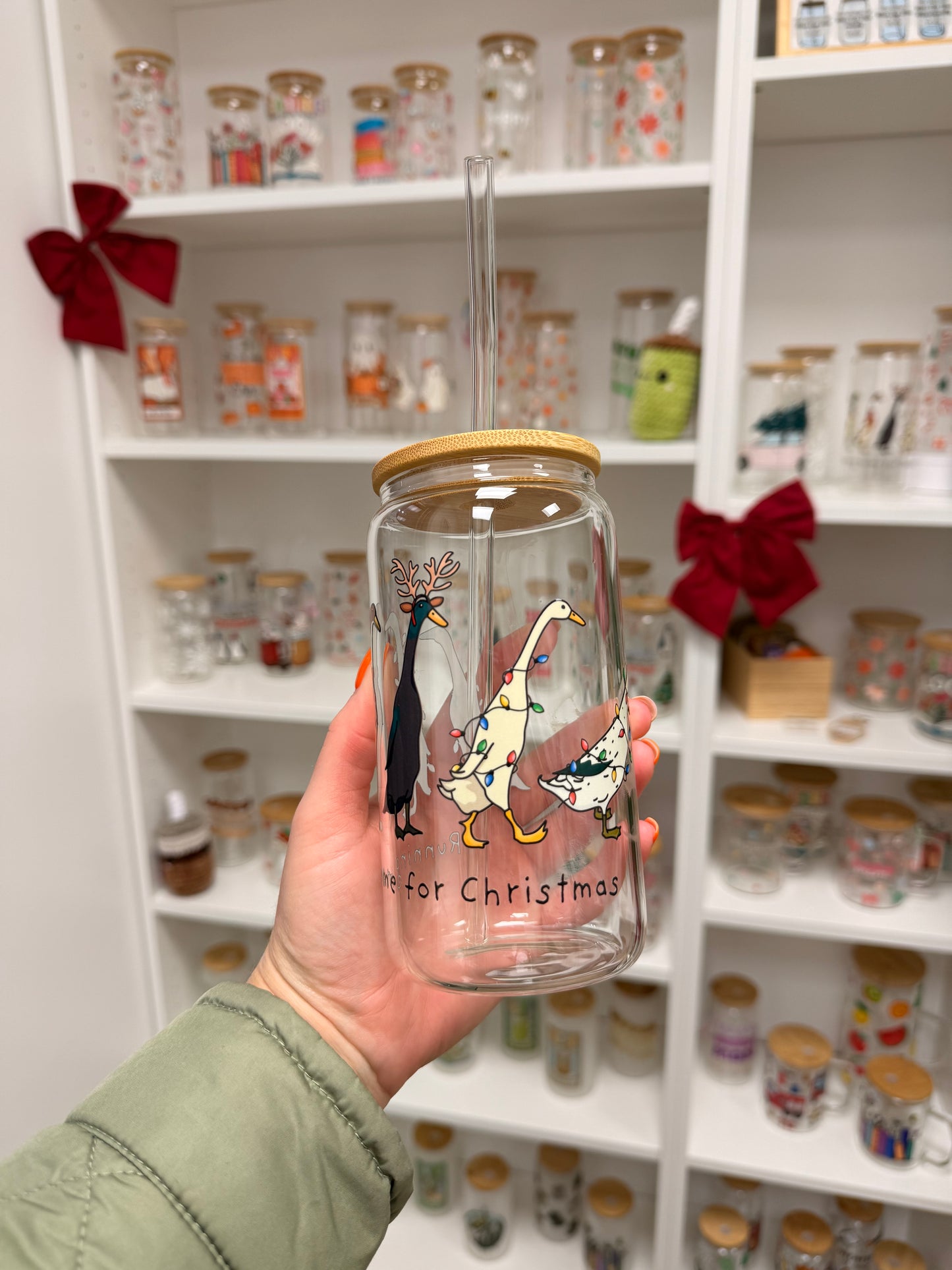 Glass Cup "Christmas Ducks“ 16oz