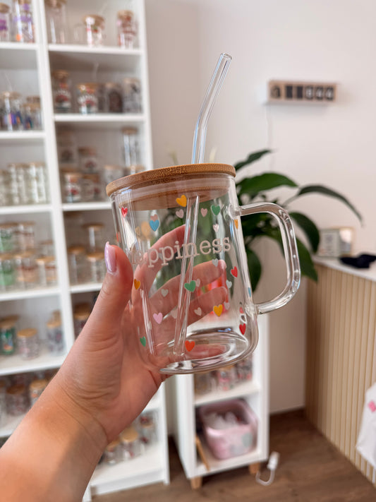 Glass Mug "Happiness" 17oz