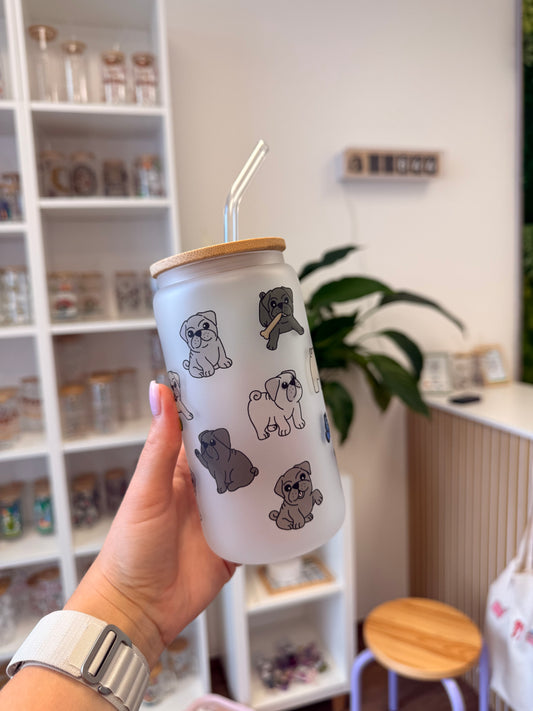 Glass Cup "Pug“ milchig 16oz