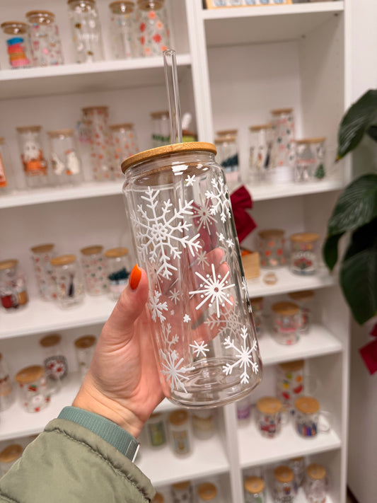 Glass Cup "Snowflake“ doppelwandig 16oz