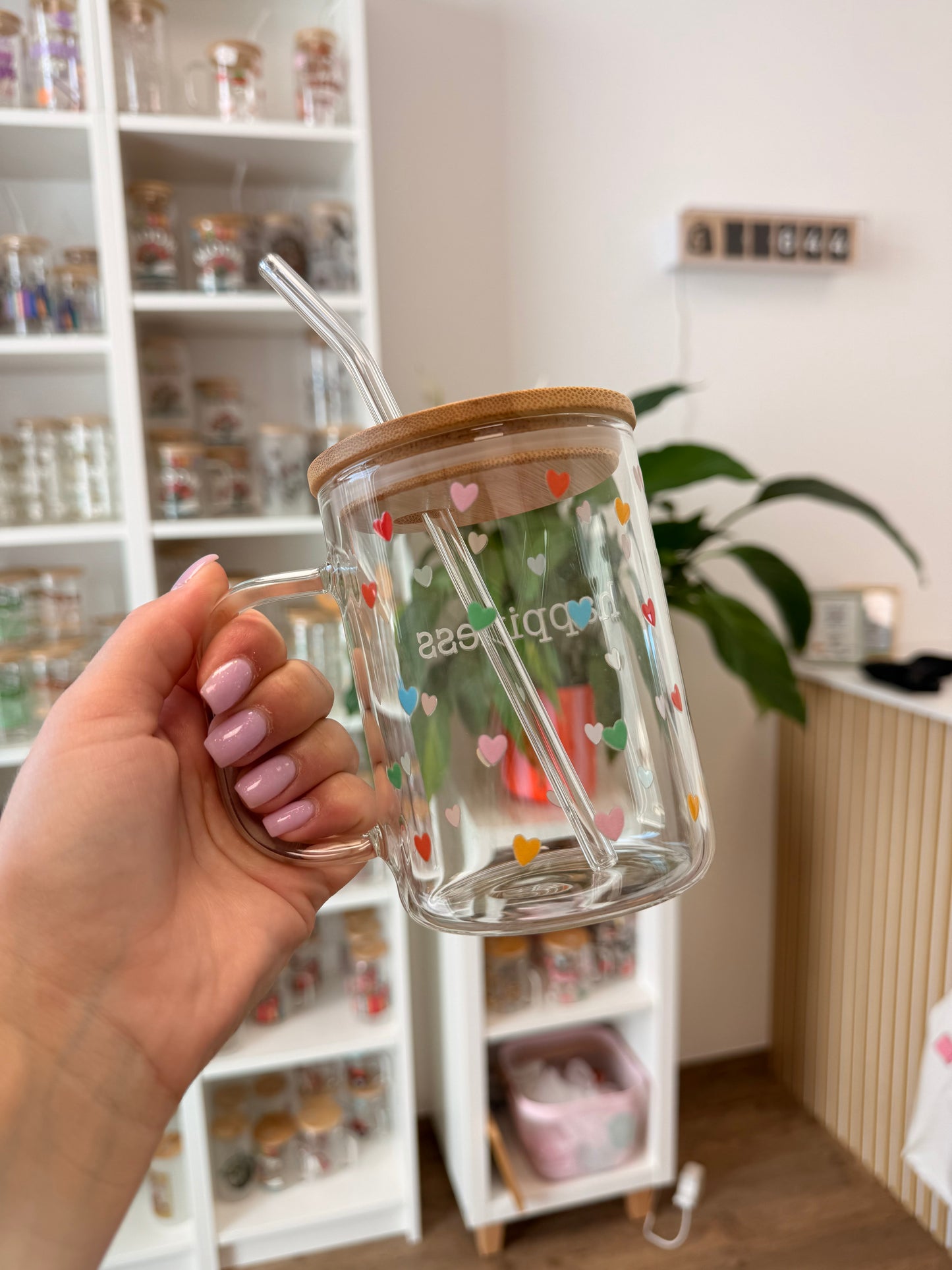 Glass Mug "Happiness" 17oz