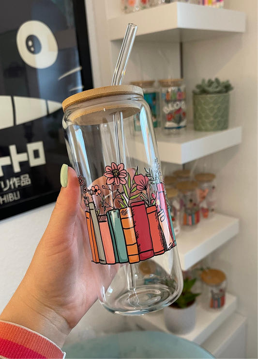 Glass Cup "Flower books“ 22oz