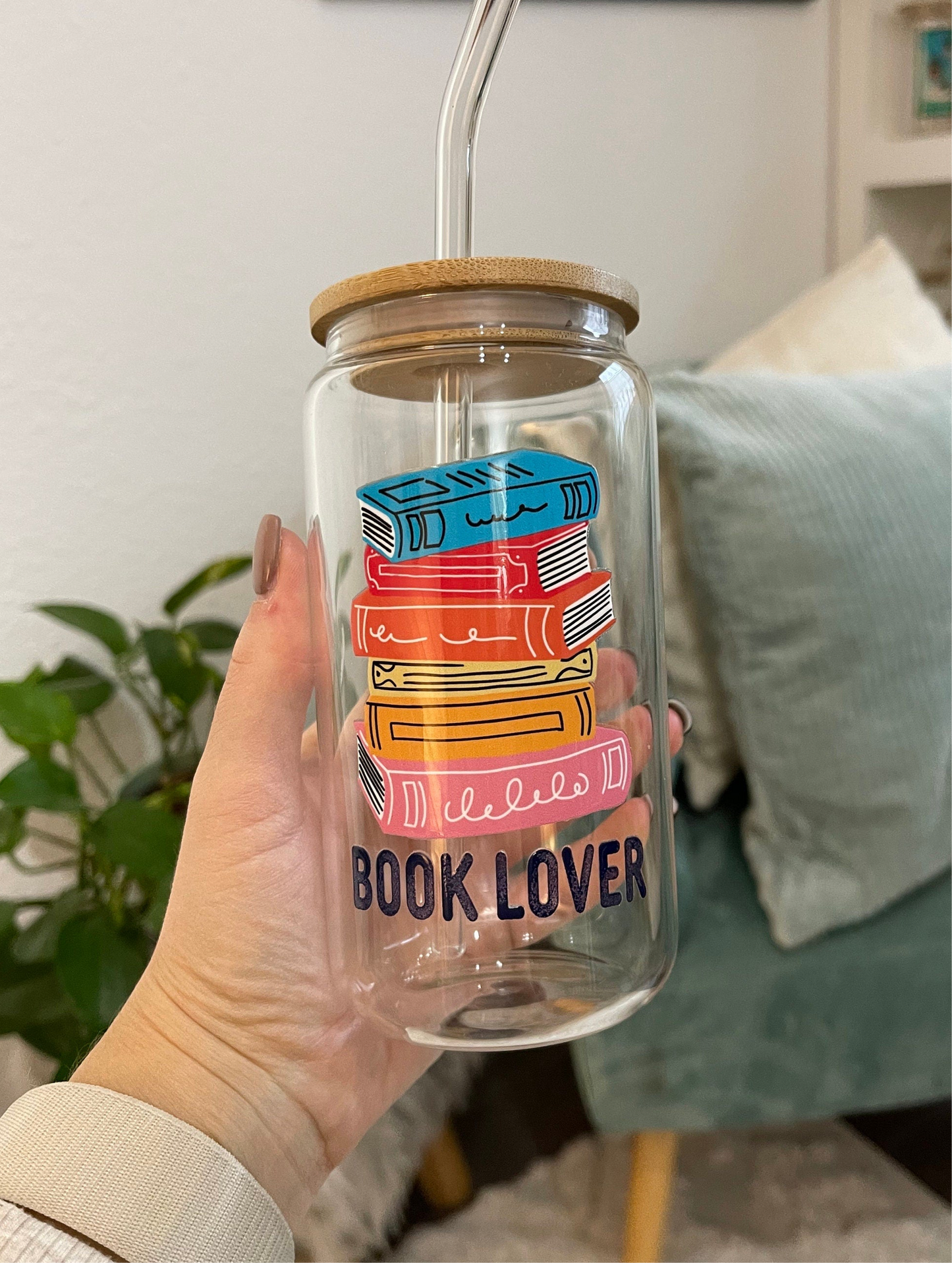 Glass Cup "Book lover“ 16oz