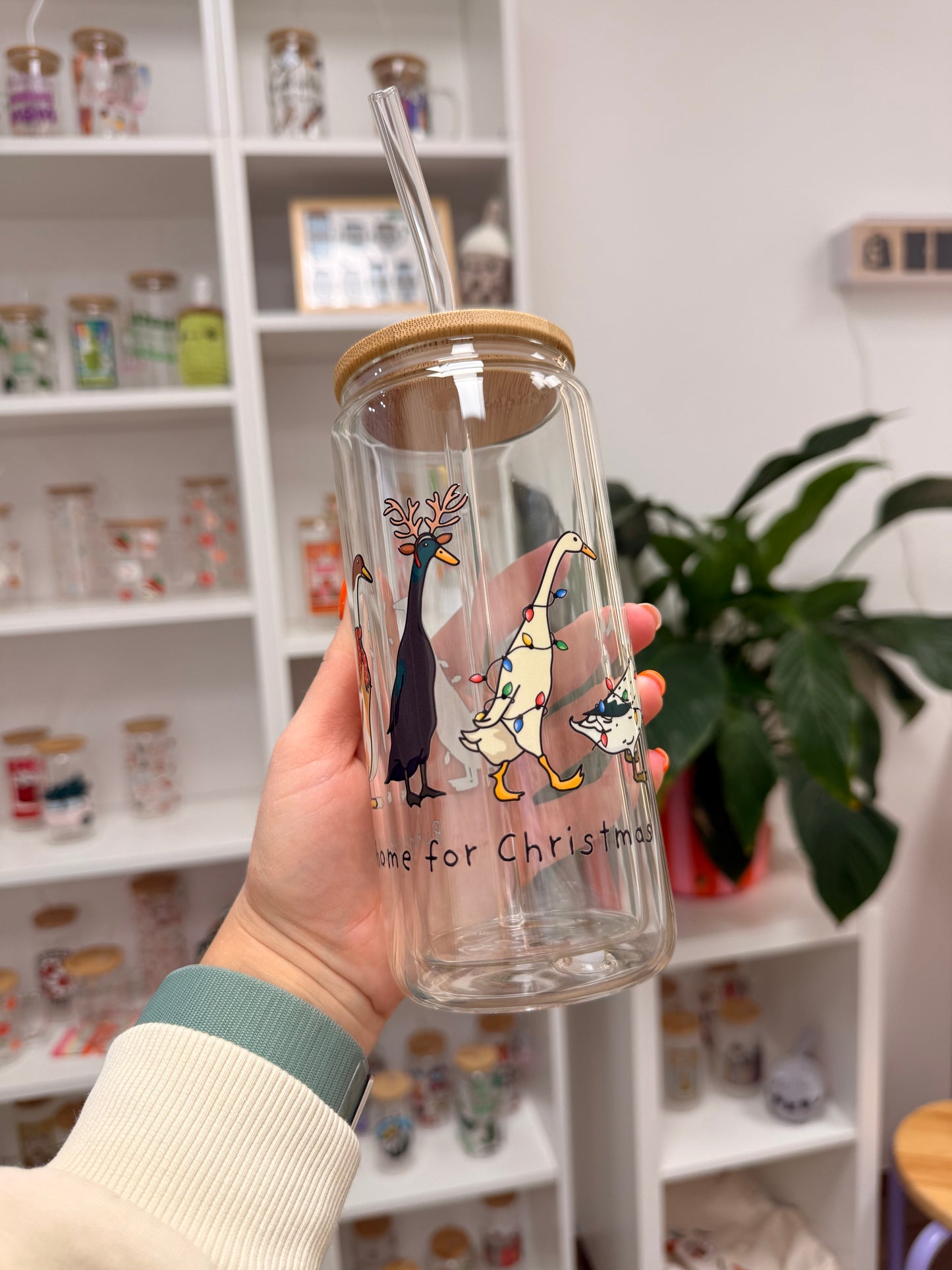 Glass Cup "Christmas Ducks“ doppelwandig 16oz