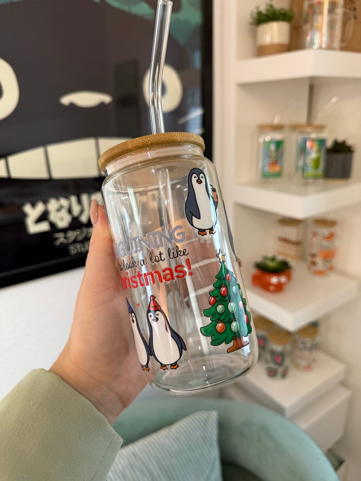 Glass Cup "Penguin“ 16oz