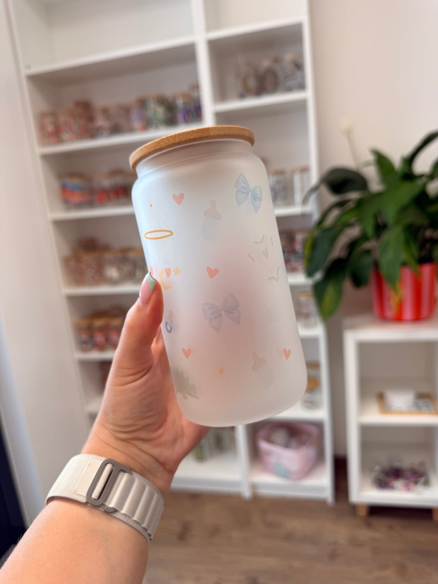 B-Ware* Glass Cup "Boymom“ milchig 16oz