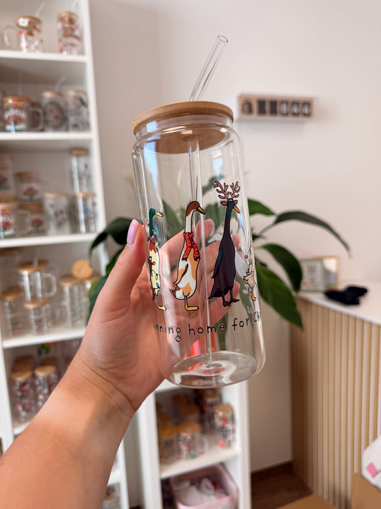 Glass Cup "Christmas Ducks“ 20oz