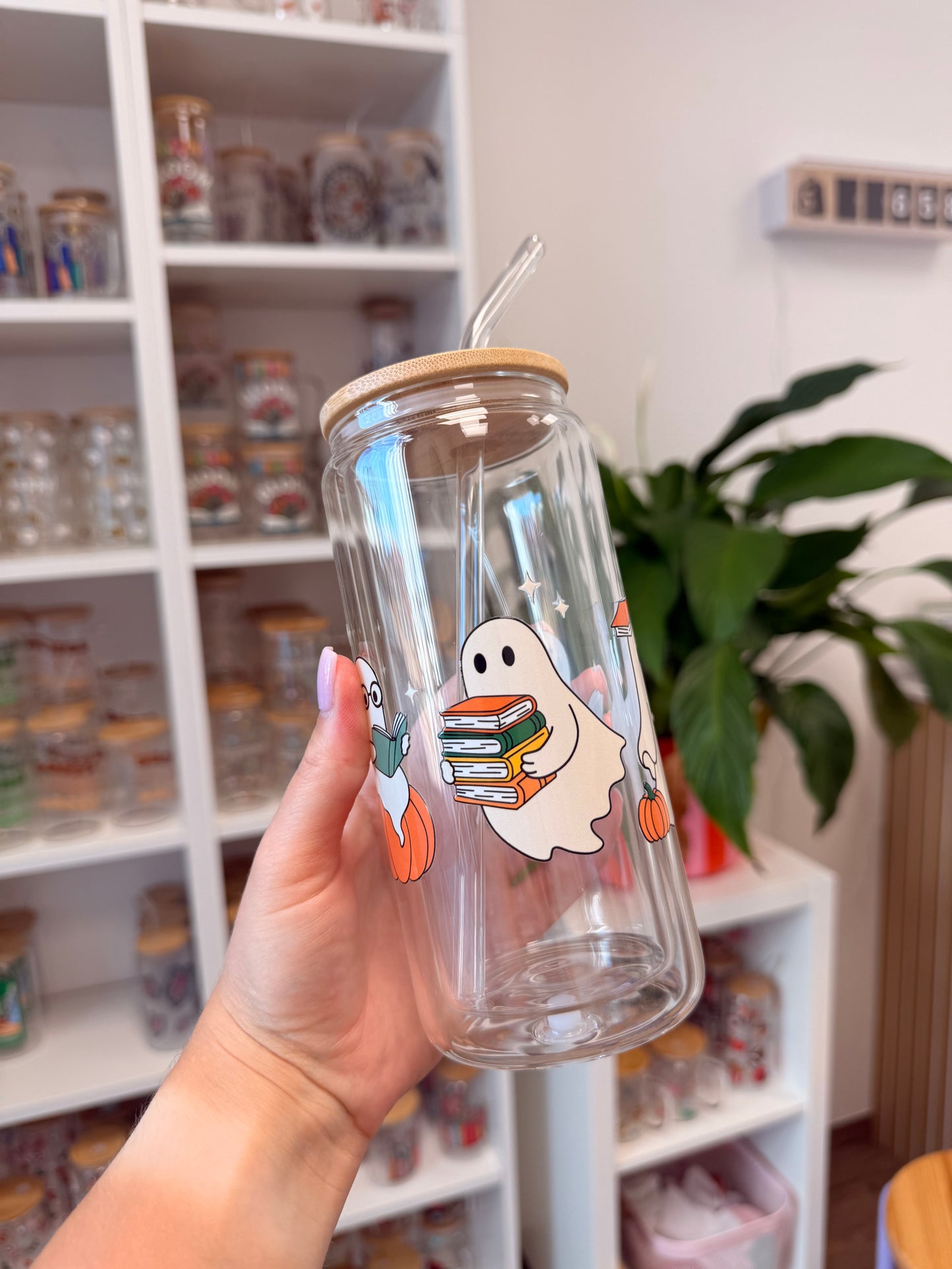 Glass Cup "Bookish Ghosts“ doppelwandig 16oz