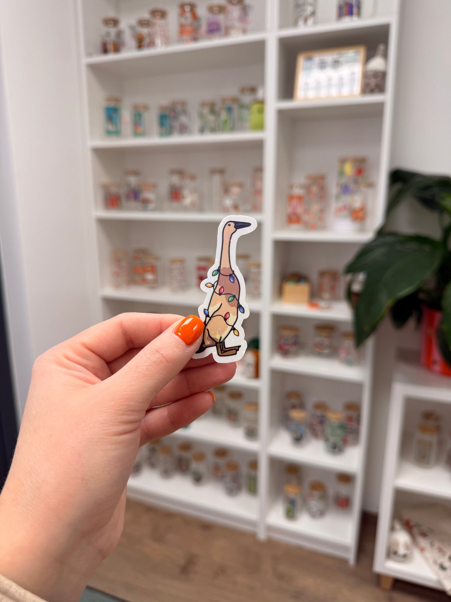 Sticker "Christmaslights brown Duck"