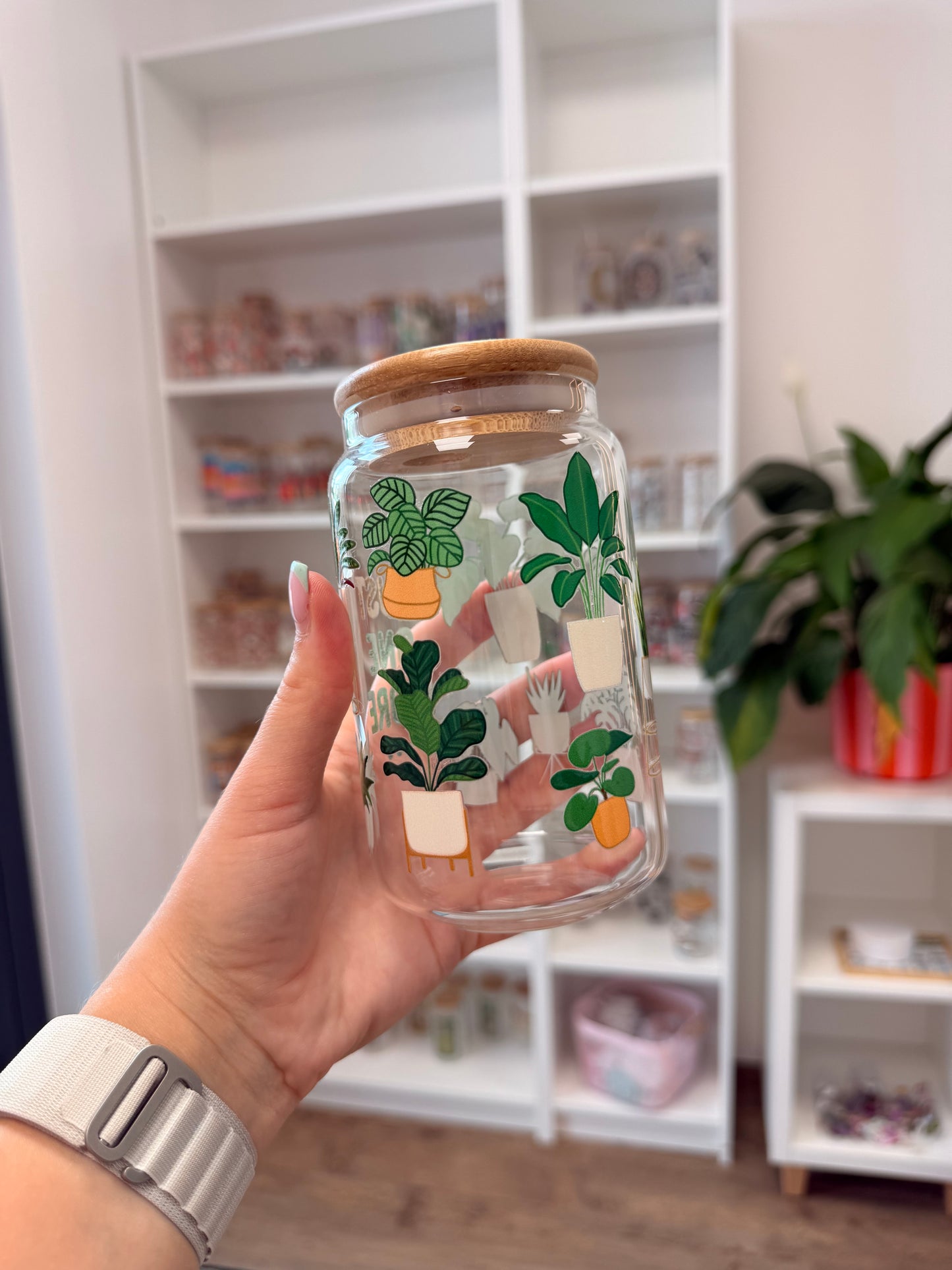 B-Ware* Glass Cup "Just one more Plant" 16oz