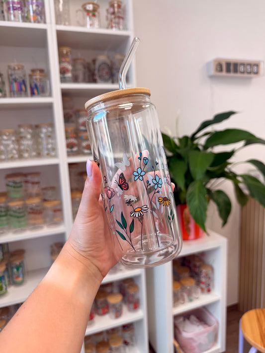 Glass Cup "Flower books“ double-walled 16oz