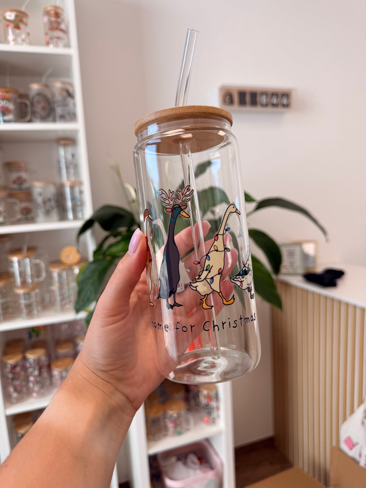 Glass Cup "Christmas Ducks“ 20oz