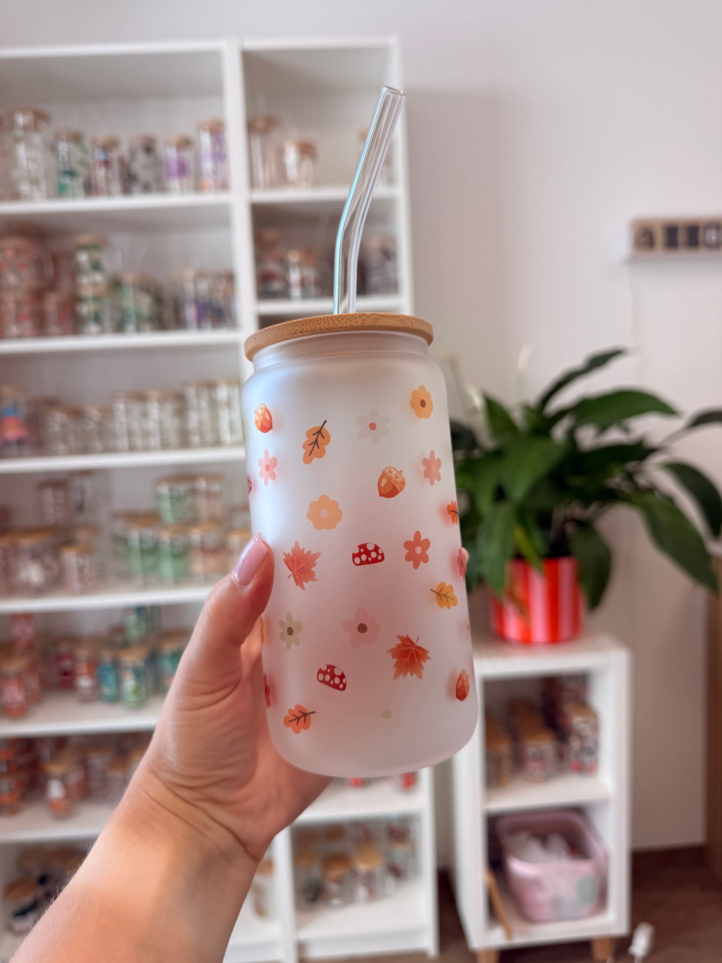 Glass Cup "Fall vibes“ milchig 16oz