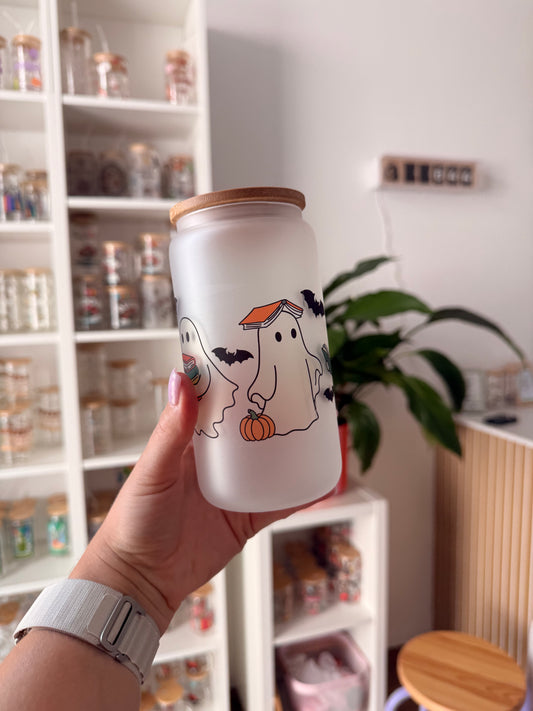 B-Ware* Glass Cup "Bookish Ghost“ milchig 16oz