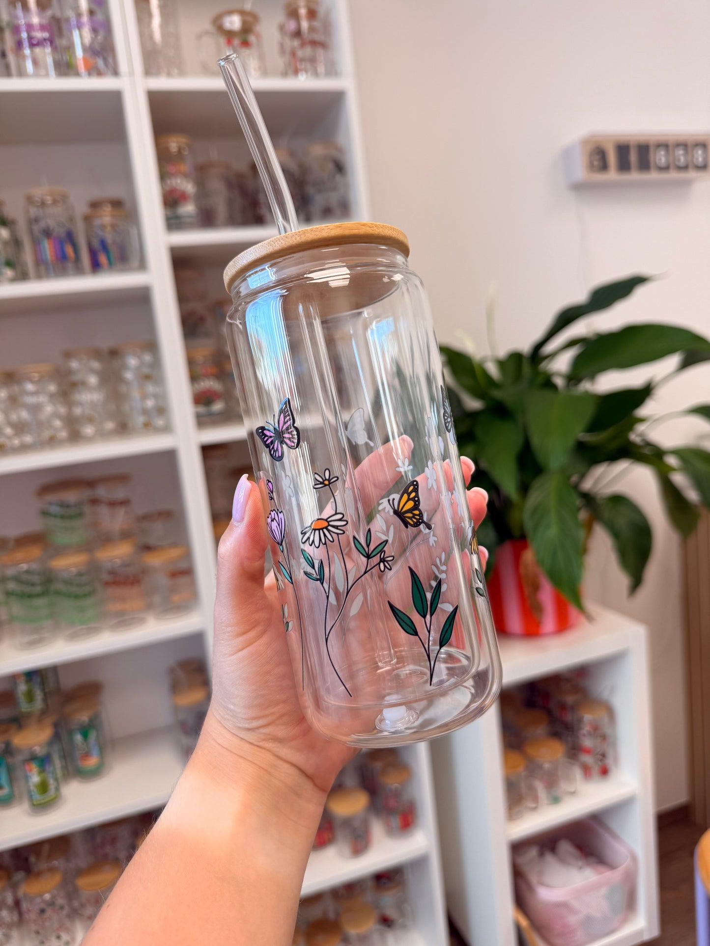 Glass Cup "Flowers“ doppelwandig 16oz
