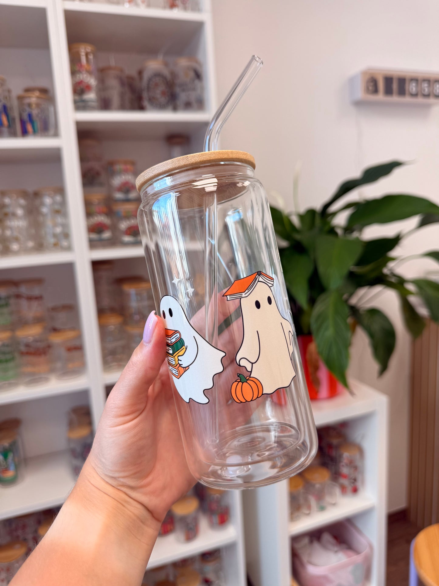 Glass Cup "Bookish Ghosts“ doppelwandig 16oz