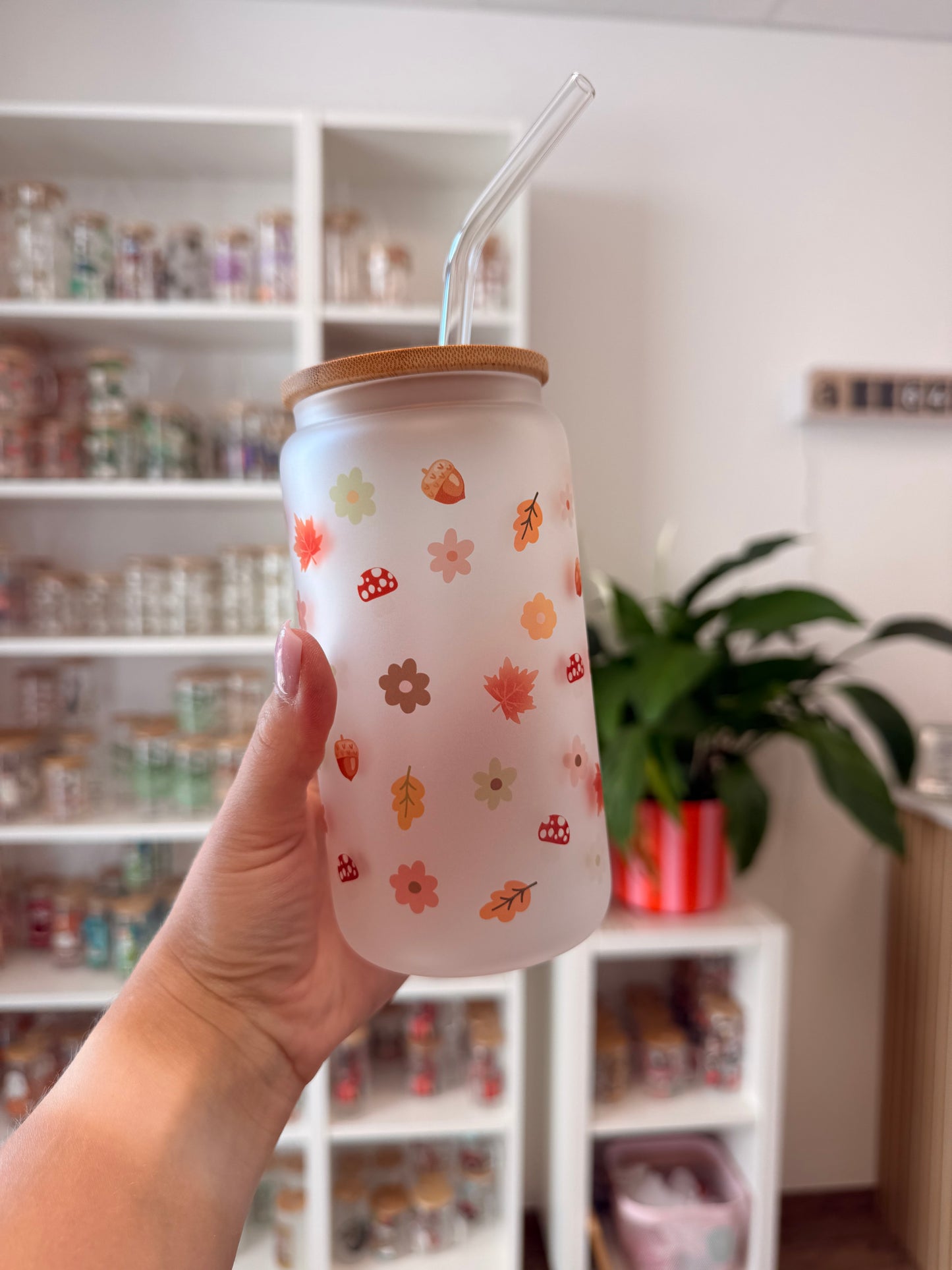 Glass Cup "Fall vibes“ milchig 16oz