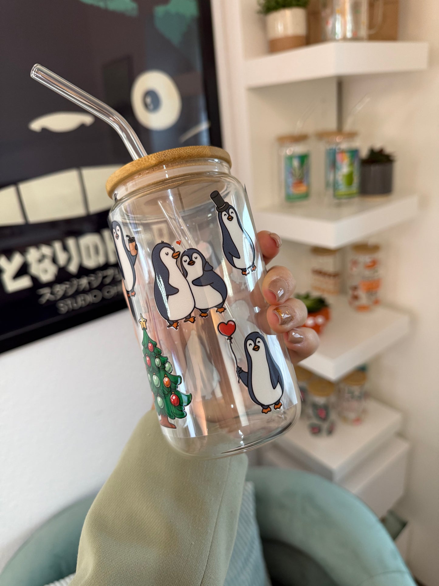 Glass Cup "Penguin“ 16oz